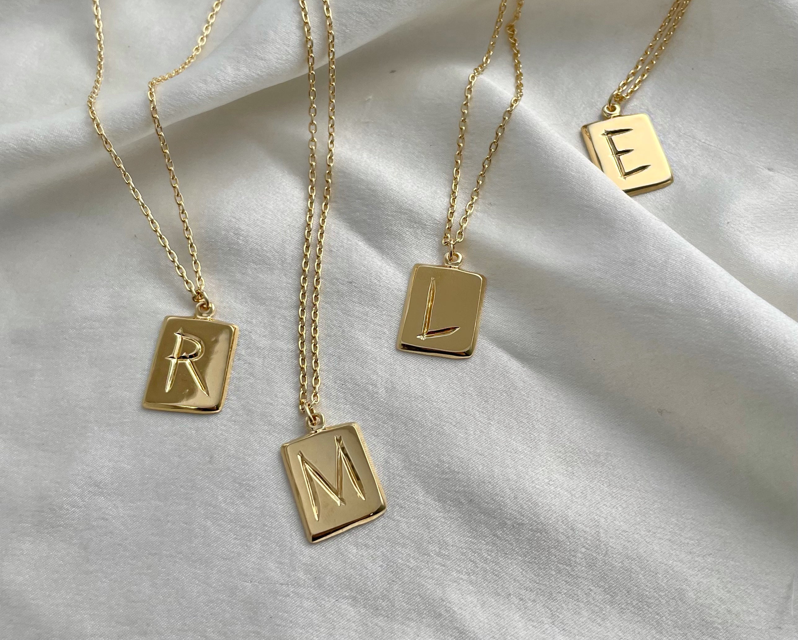 Lady Grey Engraved initials and letter pendants and rings