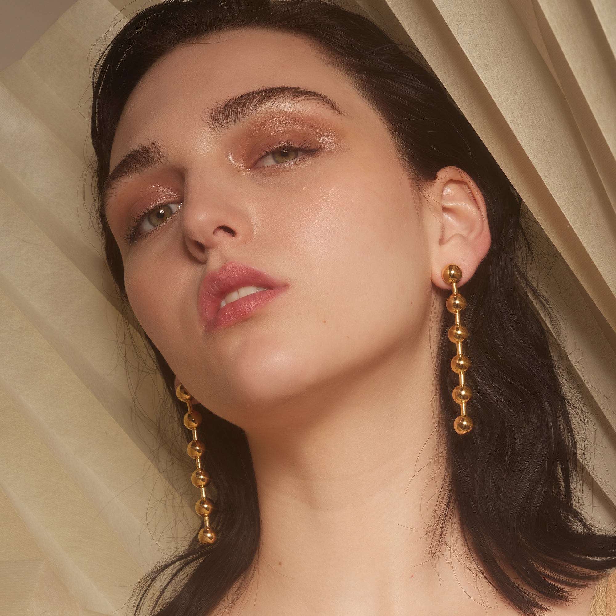 Ball Chain Earrings in Gold