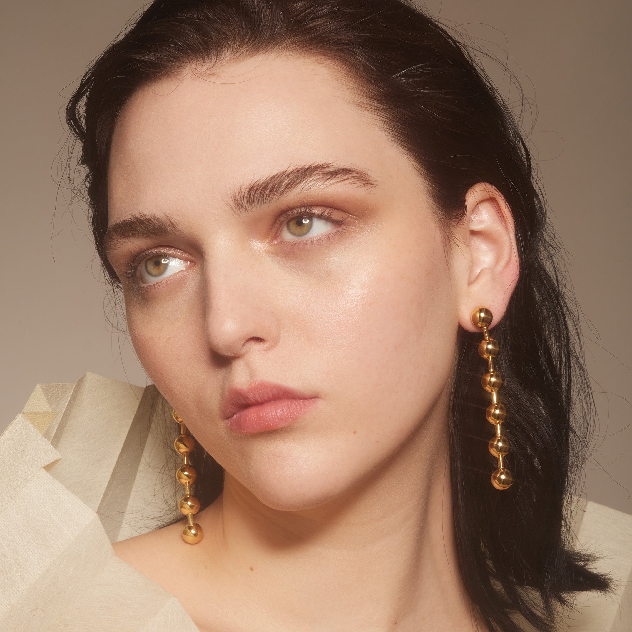 Ball Chain Earrings in Gold