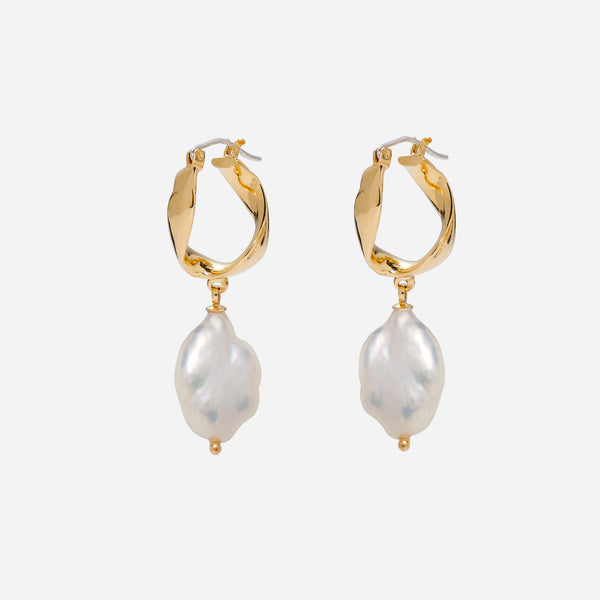 Infinity Hoops with Pearl in Gold – Lady Grey