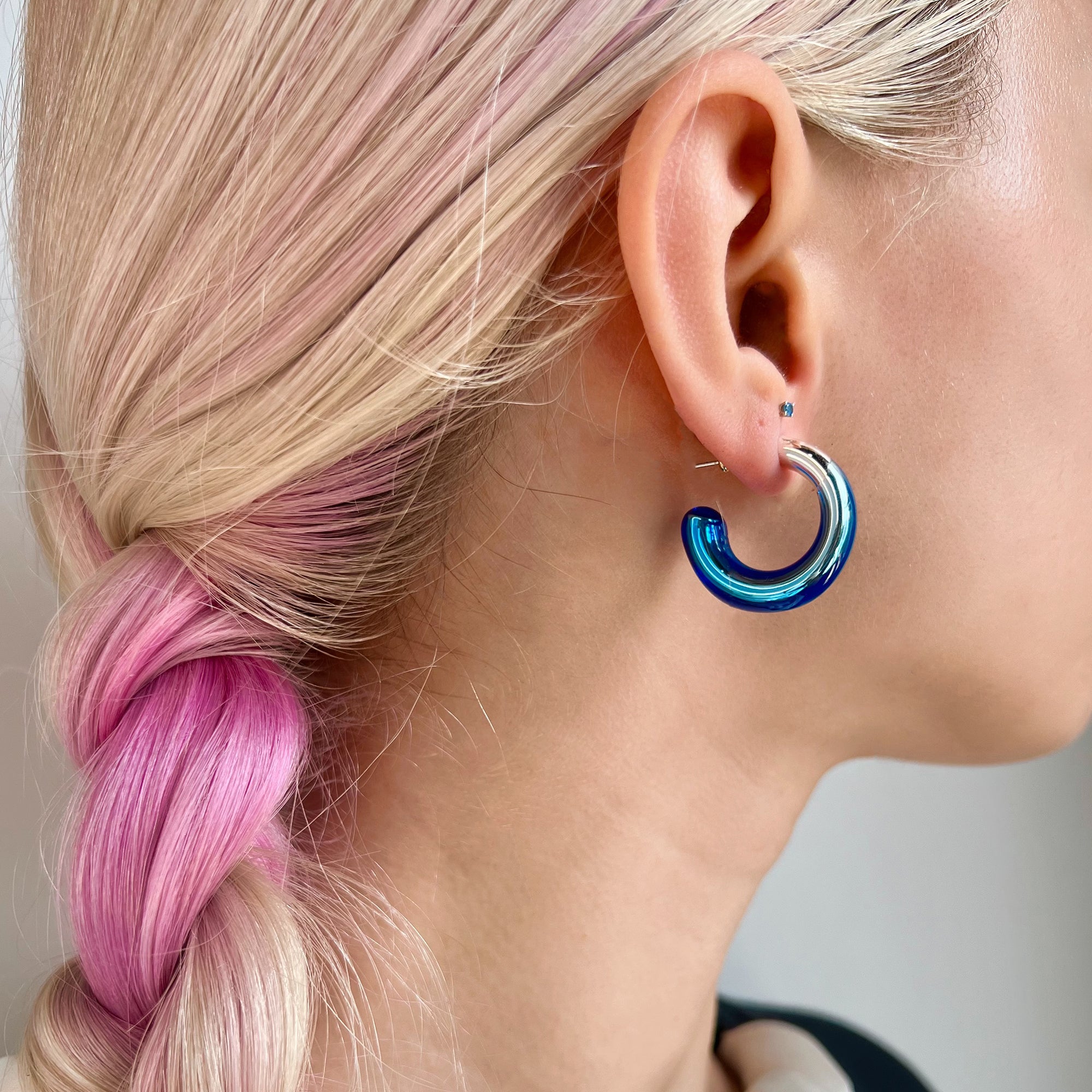 Glazed Hoop Earrings in Silver