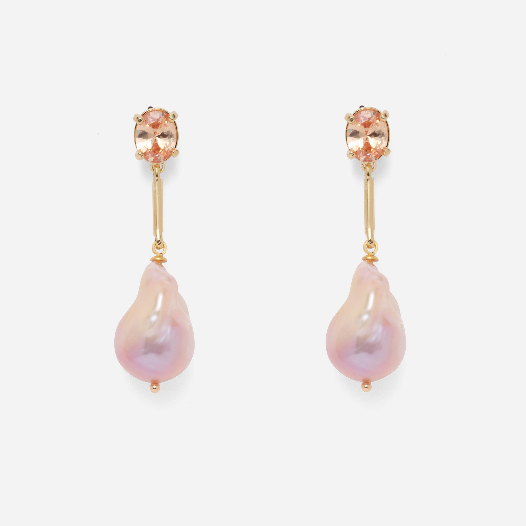 Baroque Drop Earrings with Zirconia in Gold