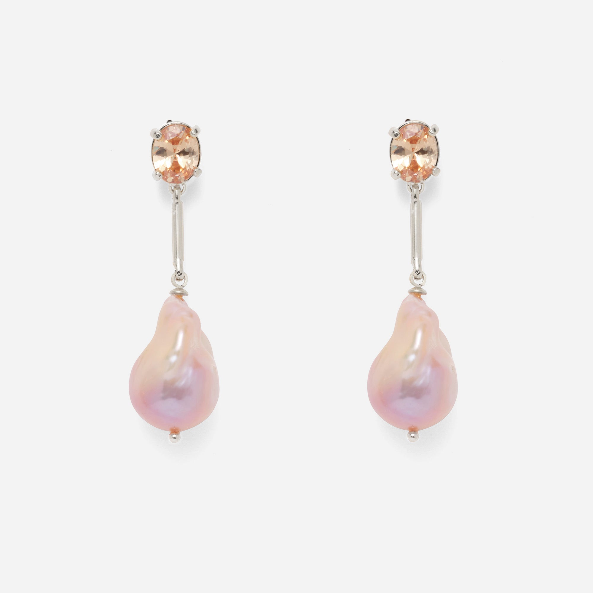 Baroque Drop Earrings with Zirconia in Silver