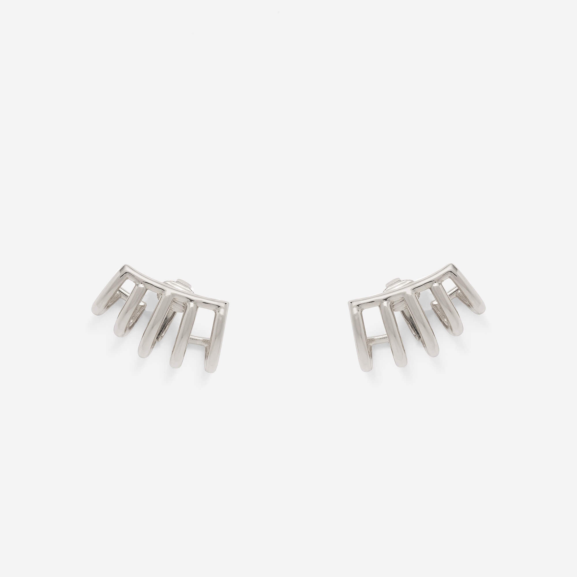 Cage Clip-On Earrings in Silver