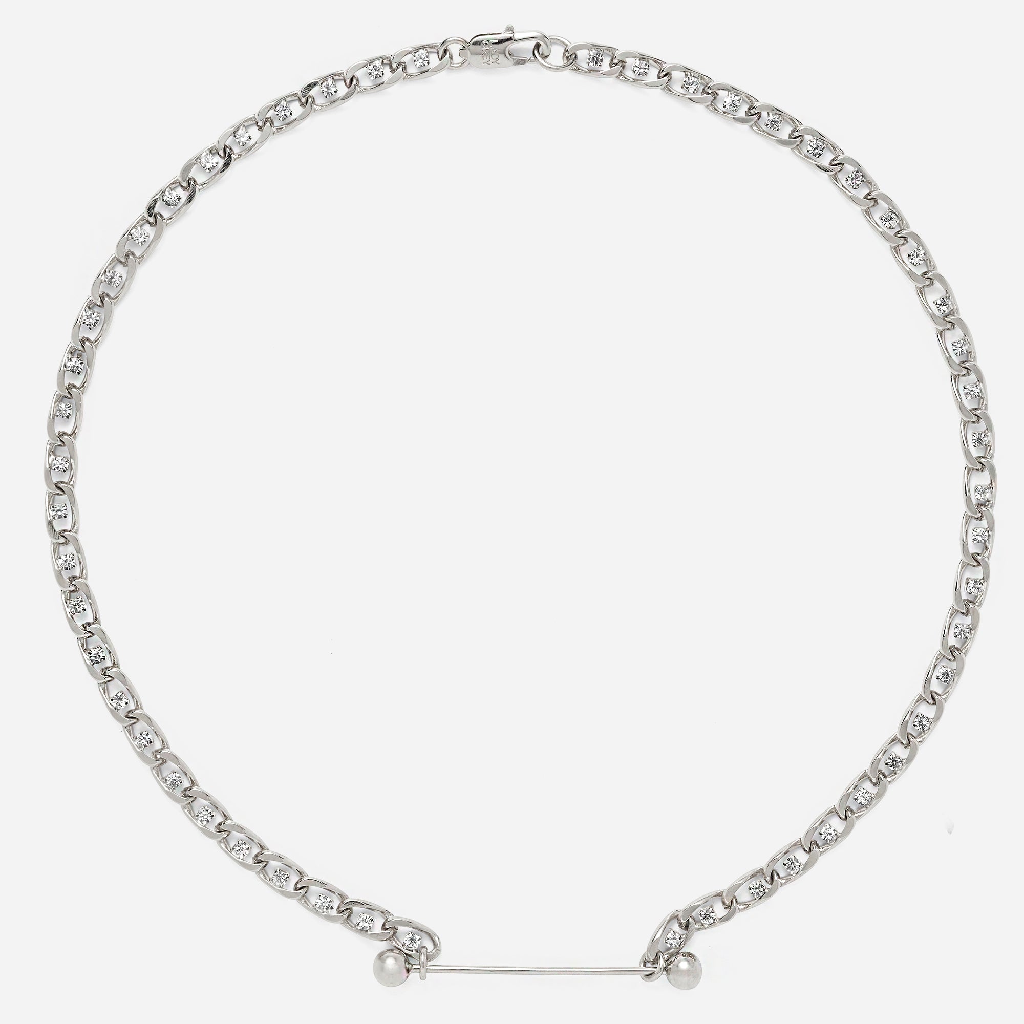 Crystal Barbell Necklace in Silver