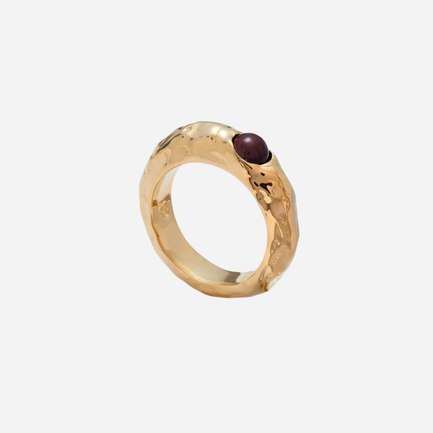 Garnet Pebble Ring in Gold