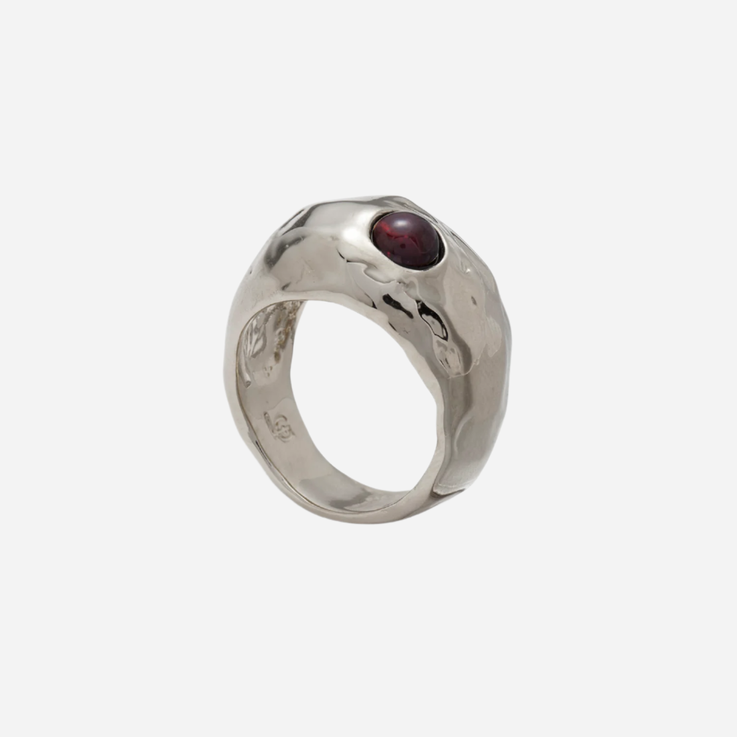 Garnet Rock Ring in Silver