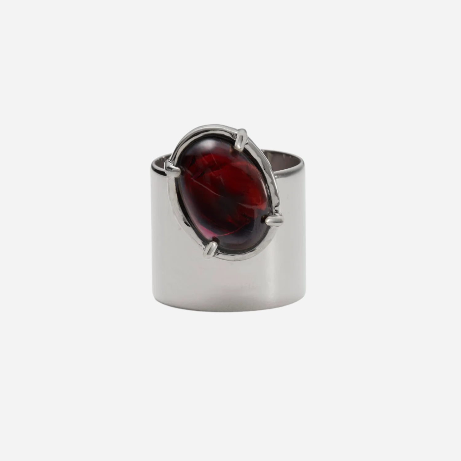 Offset Garnet Ring in Silver