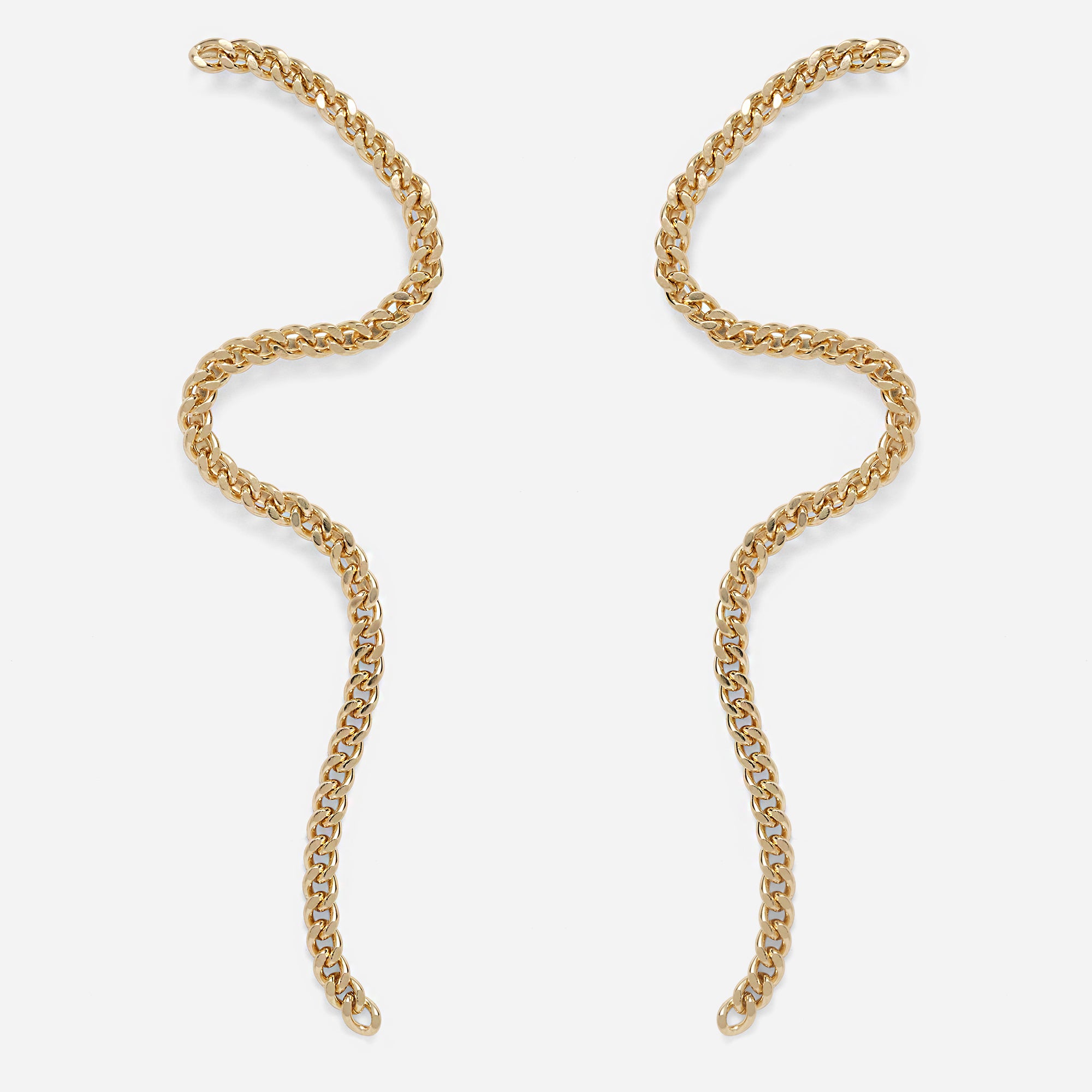 Wave Chain Earrings in Gold