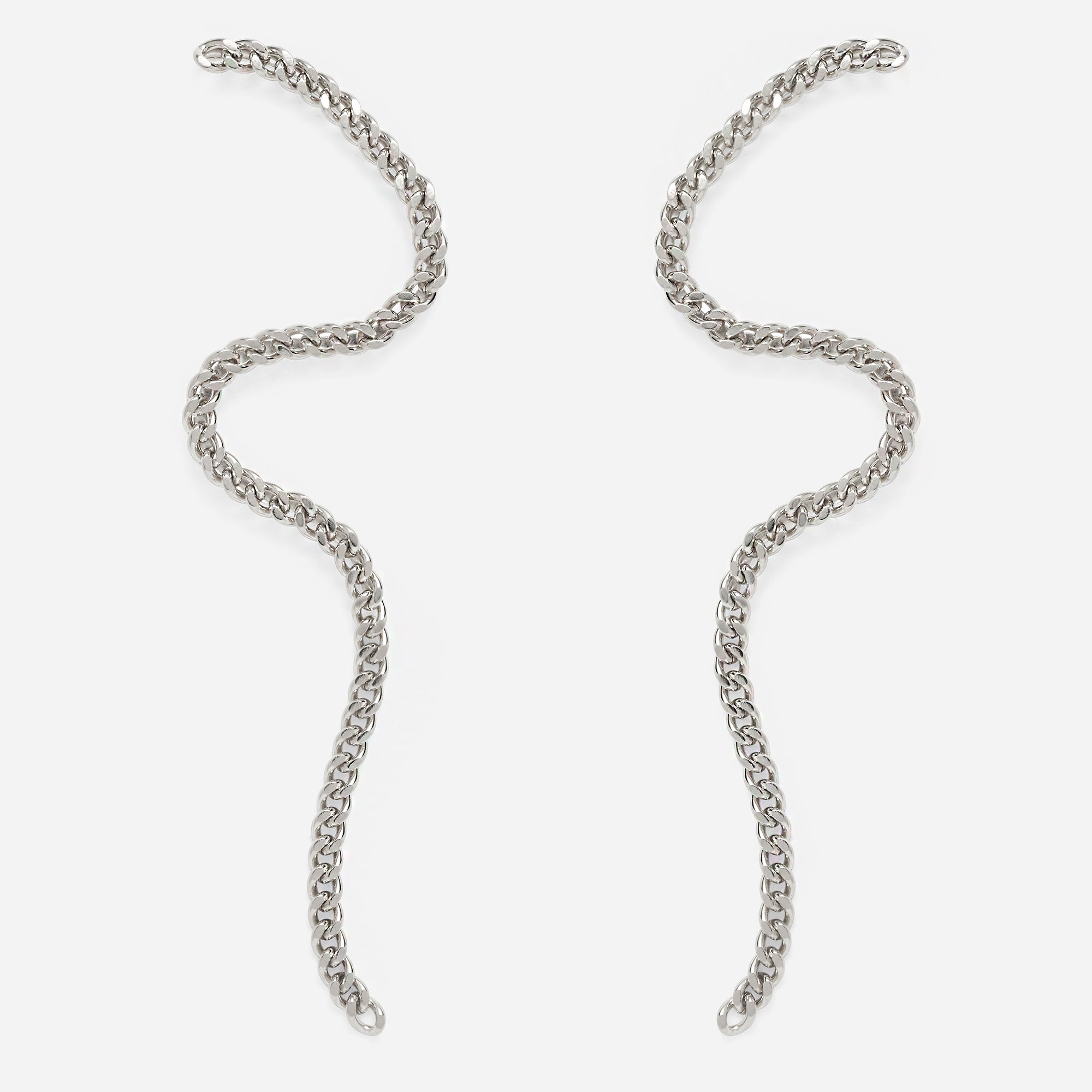 Wave Chain Earrings in Silver