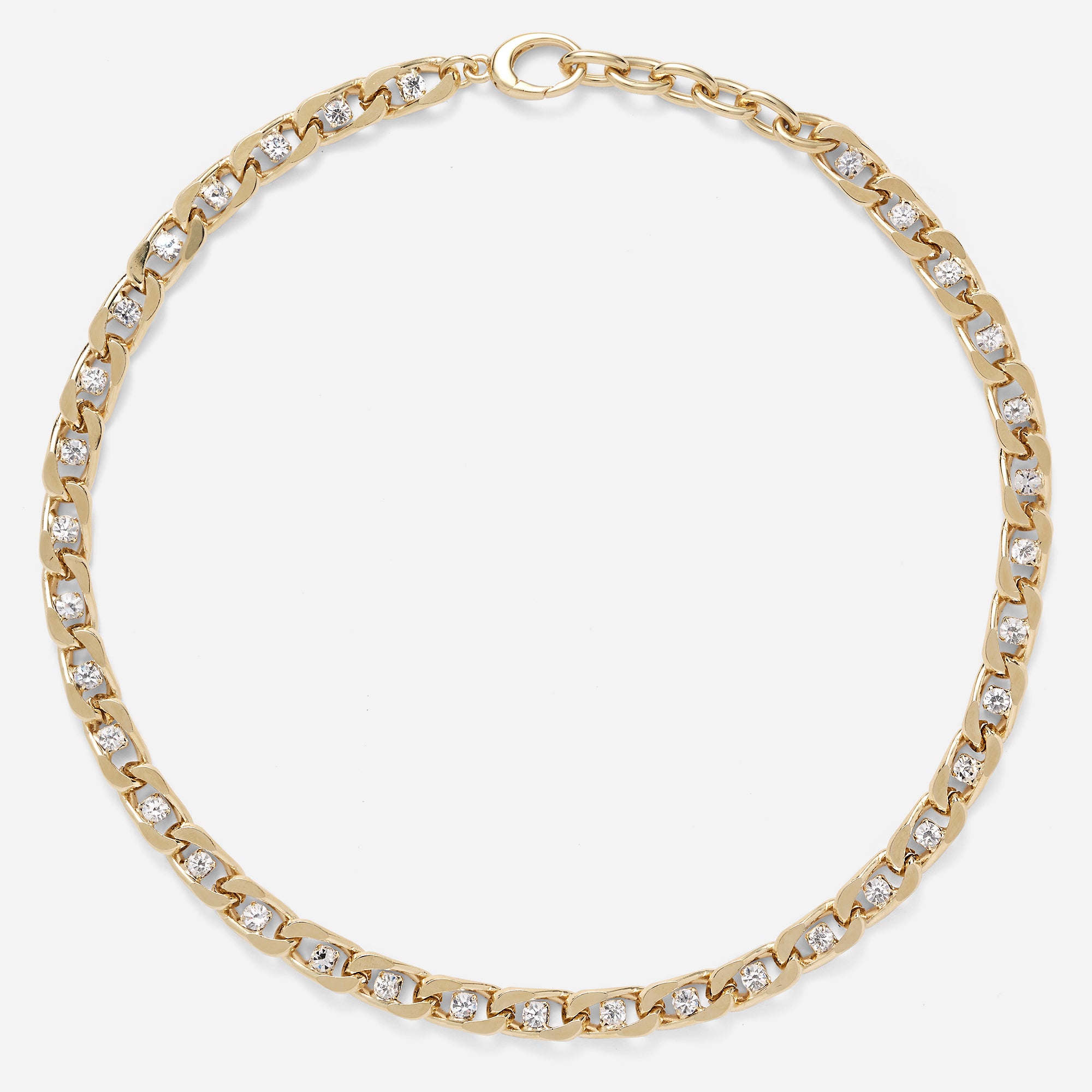 XL Crystal Chain Necklace in Gold