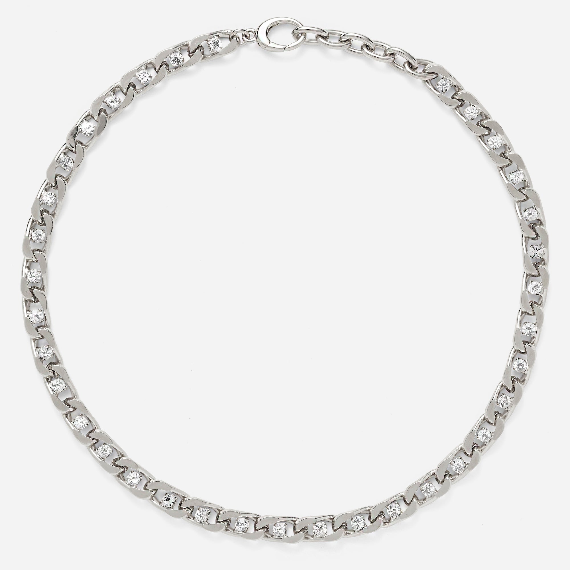 XL Crystal Chain Necklace in Silver