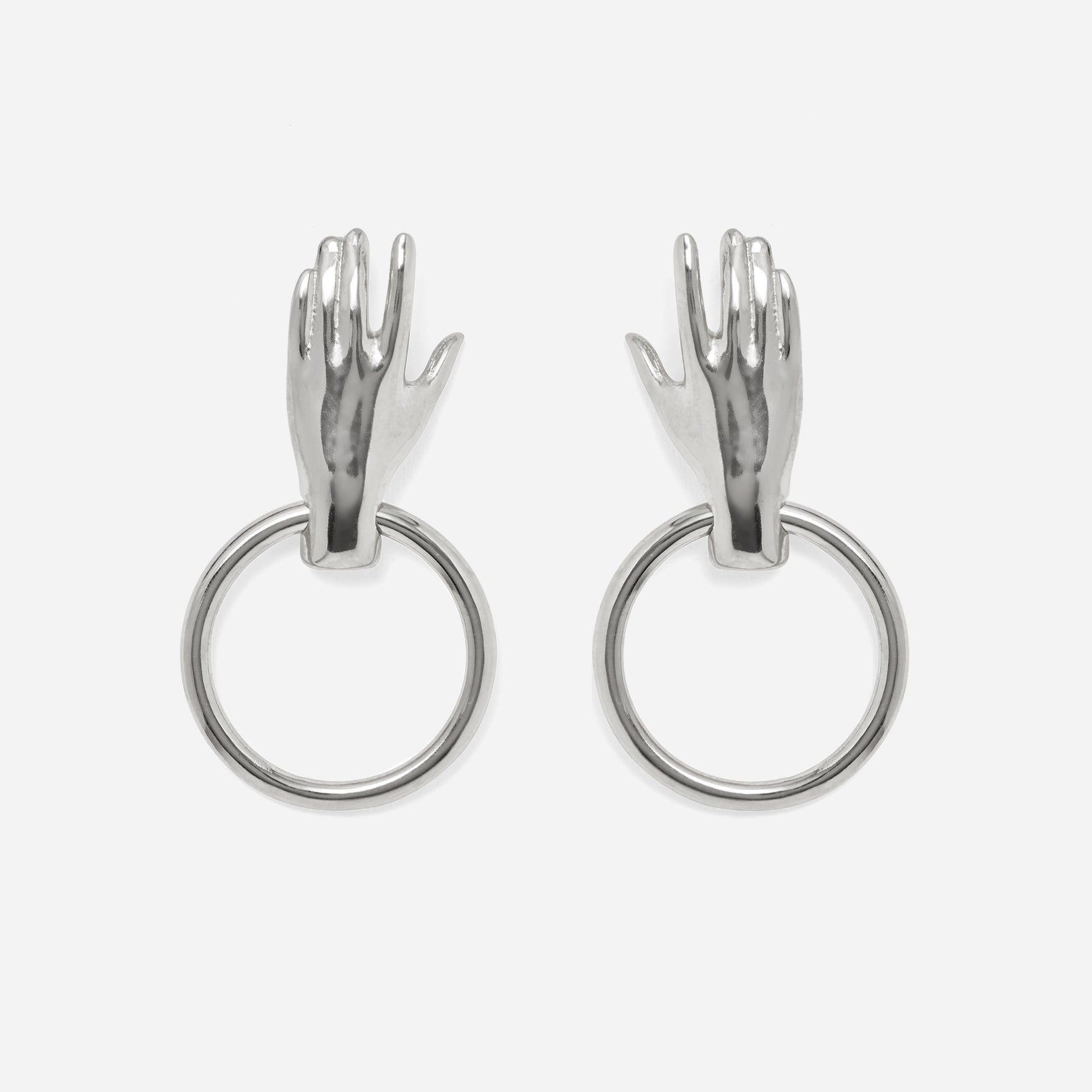 Hand Hoop Earring in Silver