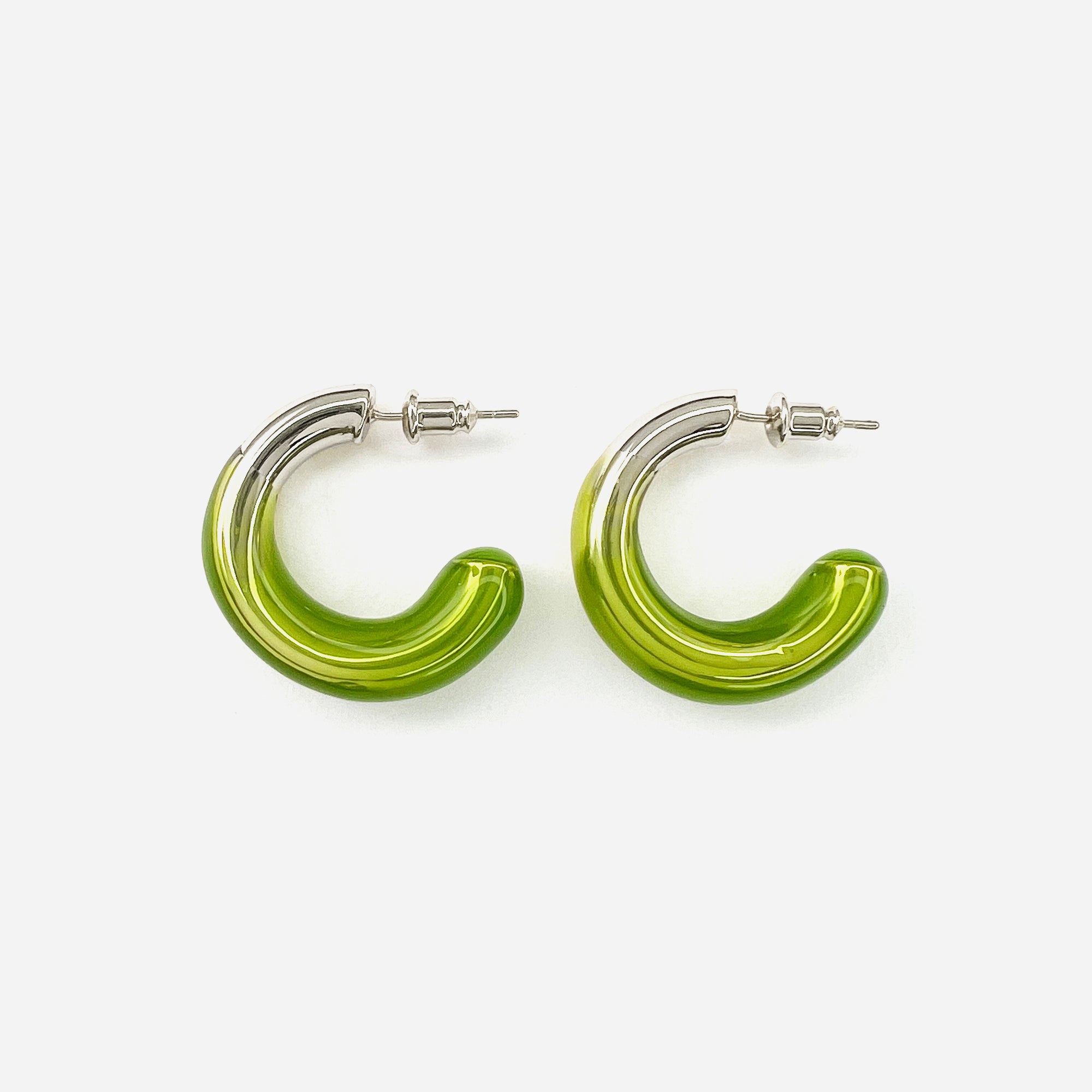 Glazed Hoop Earrings in Silver