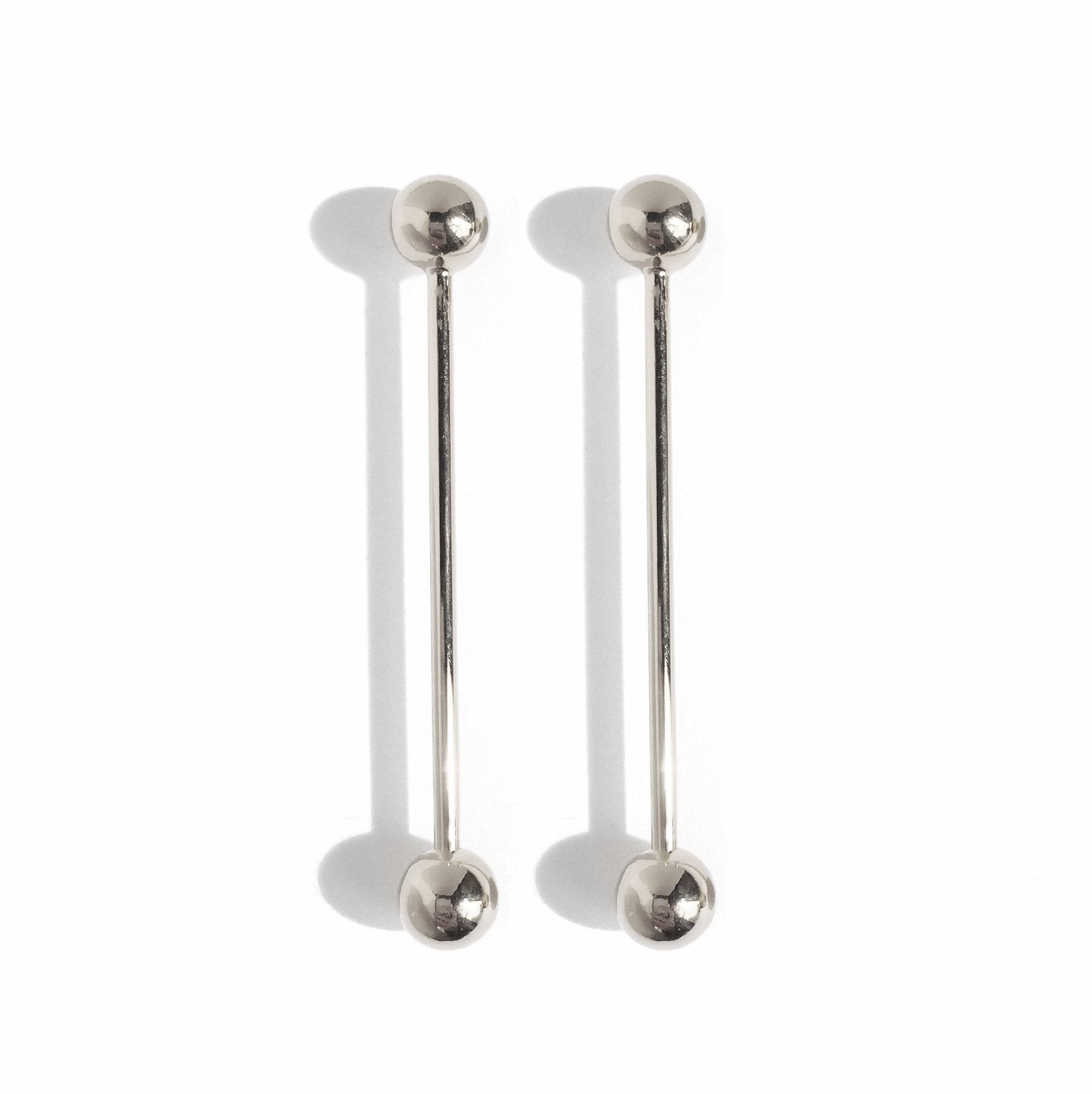 Barbell Earrings in Silver