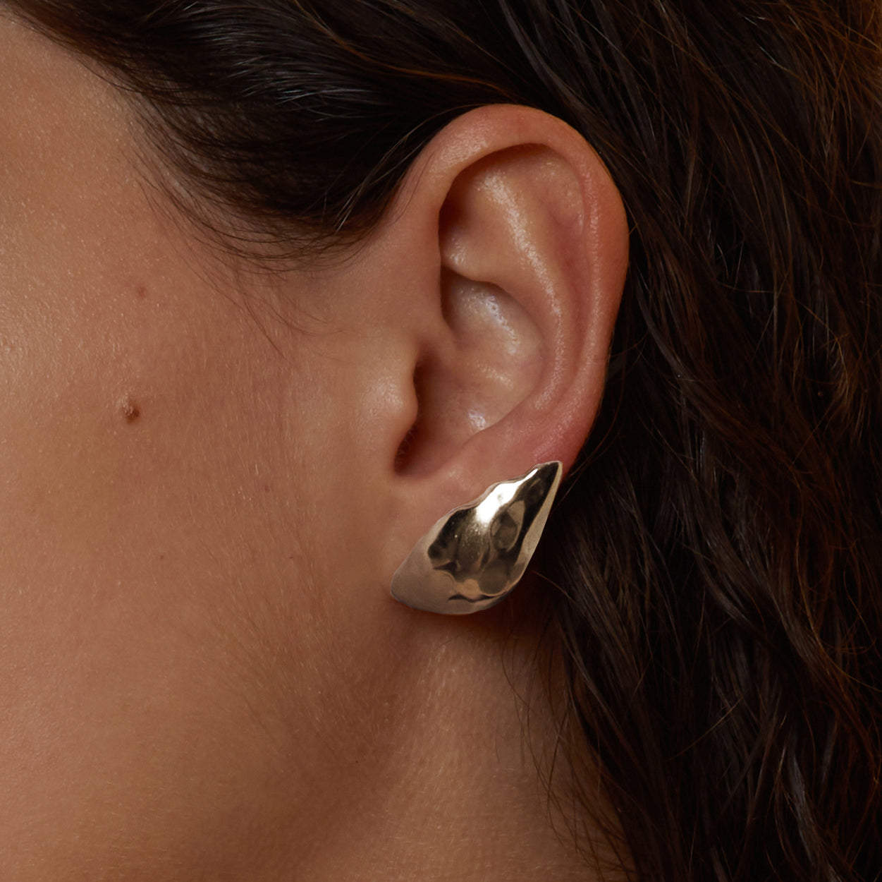 Ripple Lobe Earring in Silver