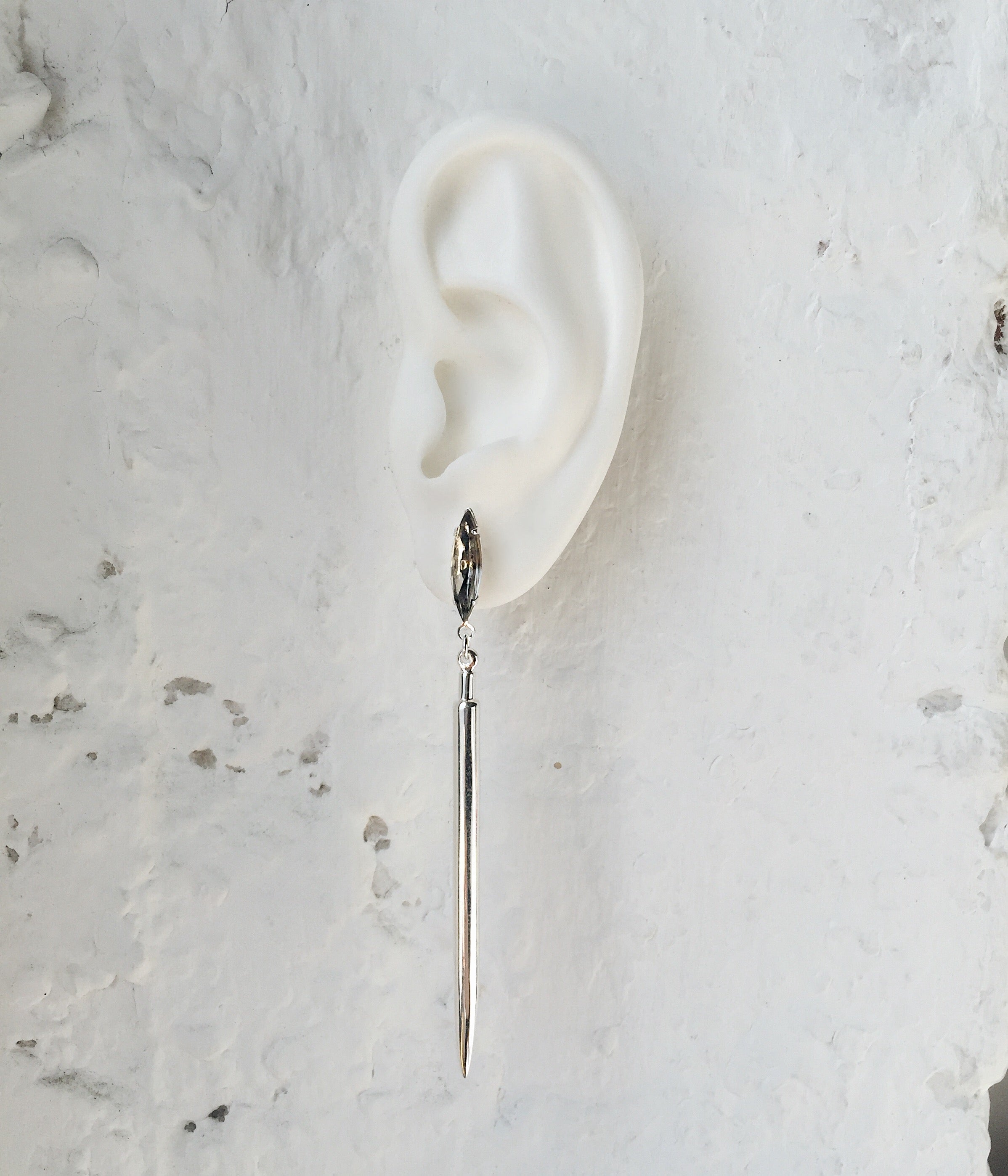 Lady Grey Jewelry Crystal Spike Earring in Silver