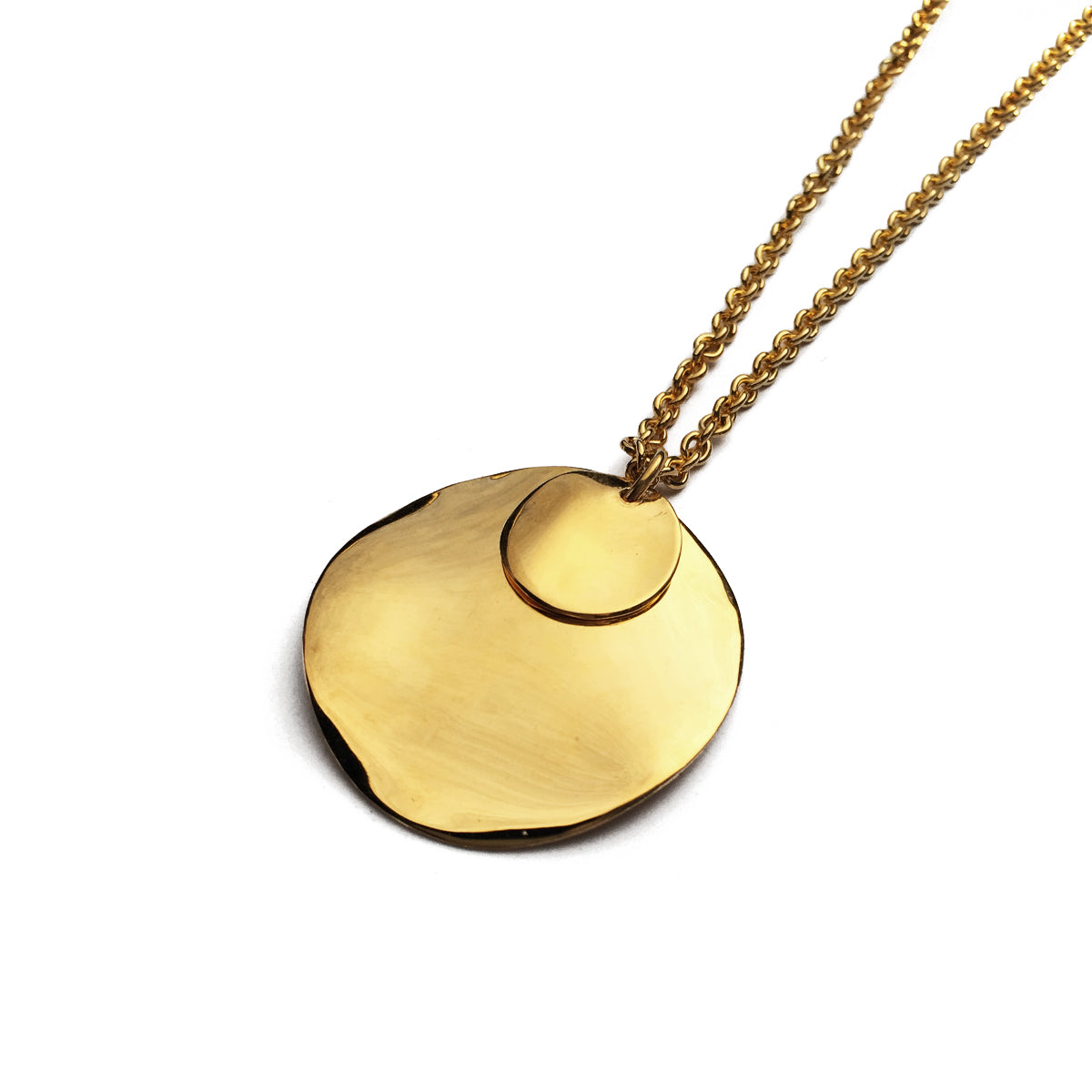 Wave Disc Necklace in Gold