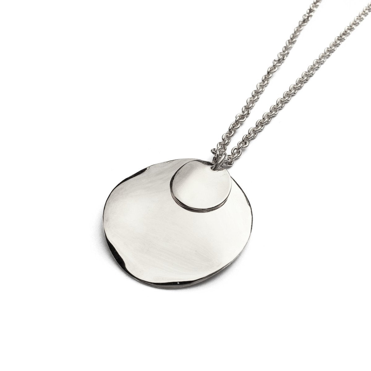 Wave Disc Necklace in Silver