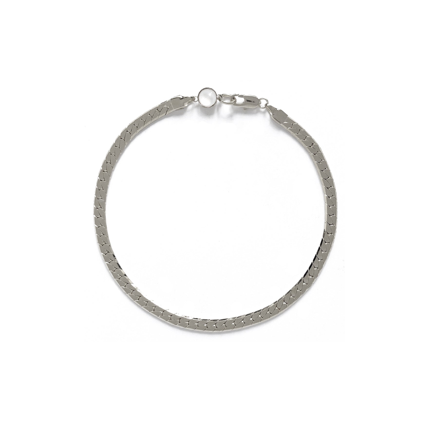 Herringbone Bracelet/Anklet in Rhodium