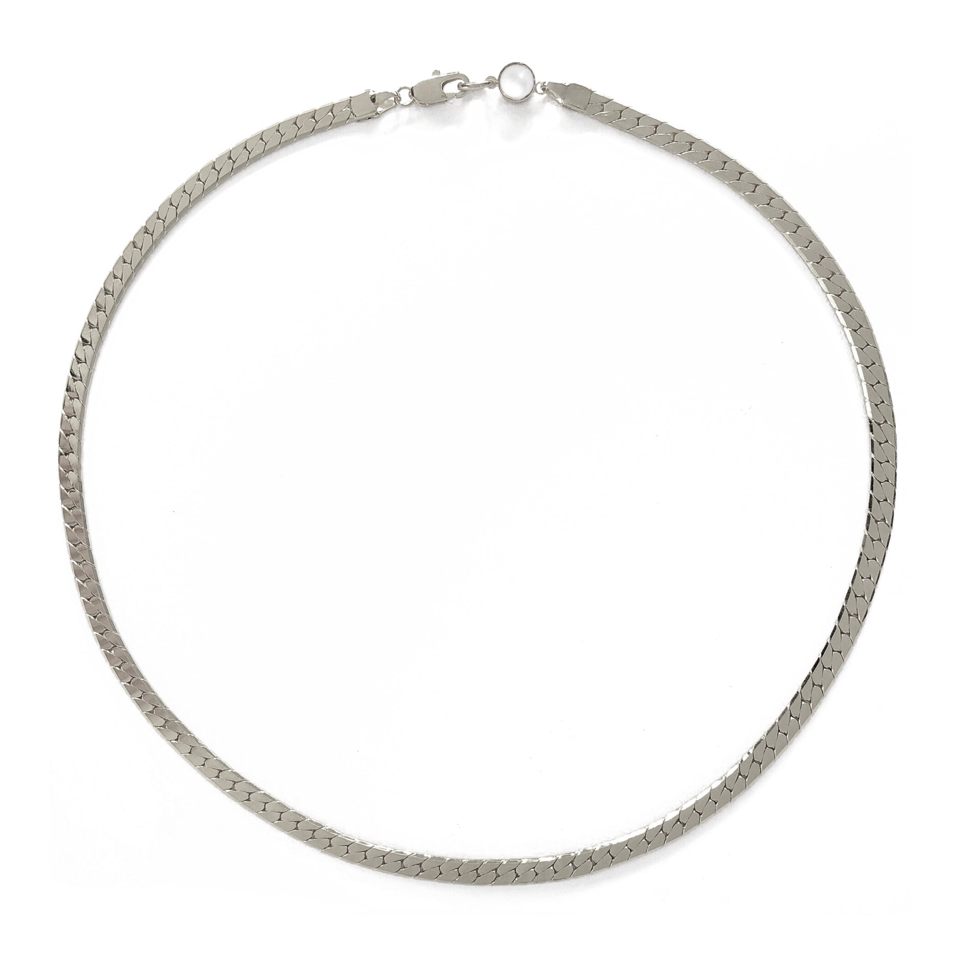 Herringbone Necklace in Rhodium