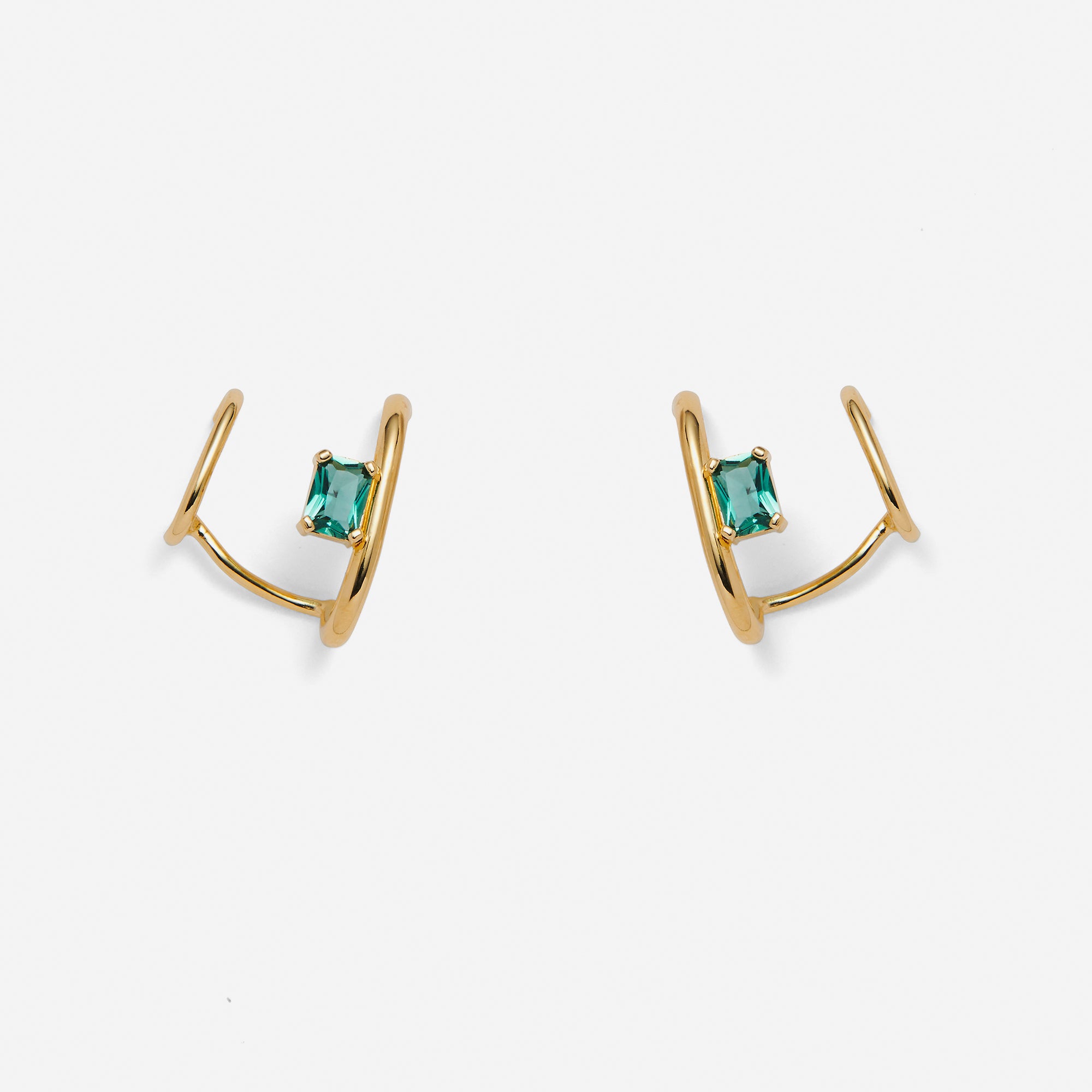 Lady Grey Duo Ear Cuff with Green Quartz in Gold