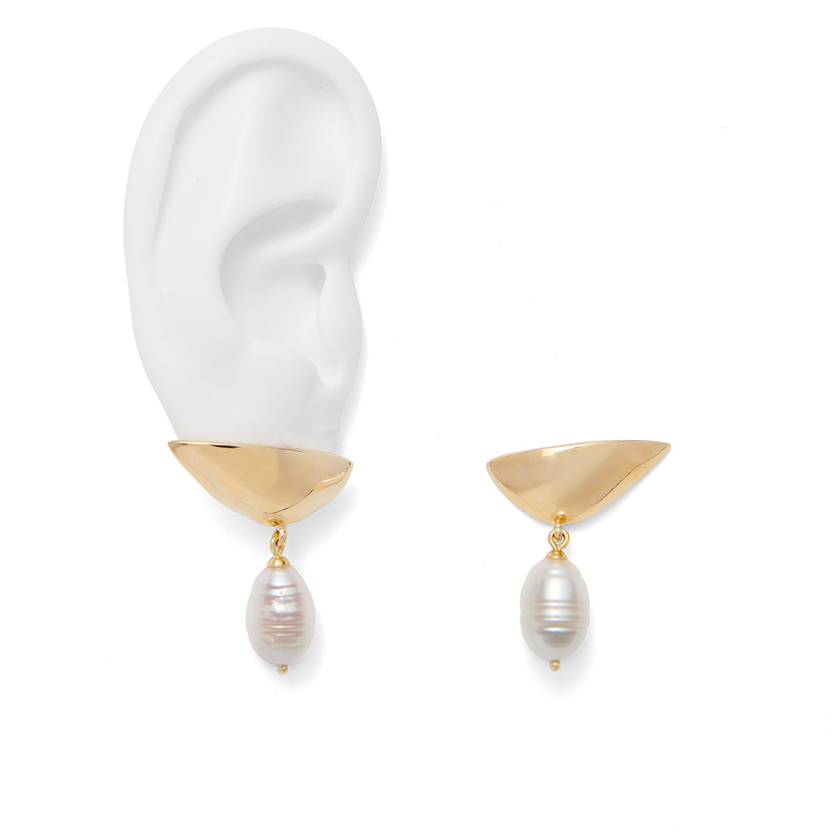 Pearl Lobe Earring in Gold