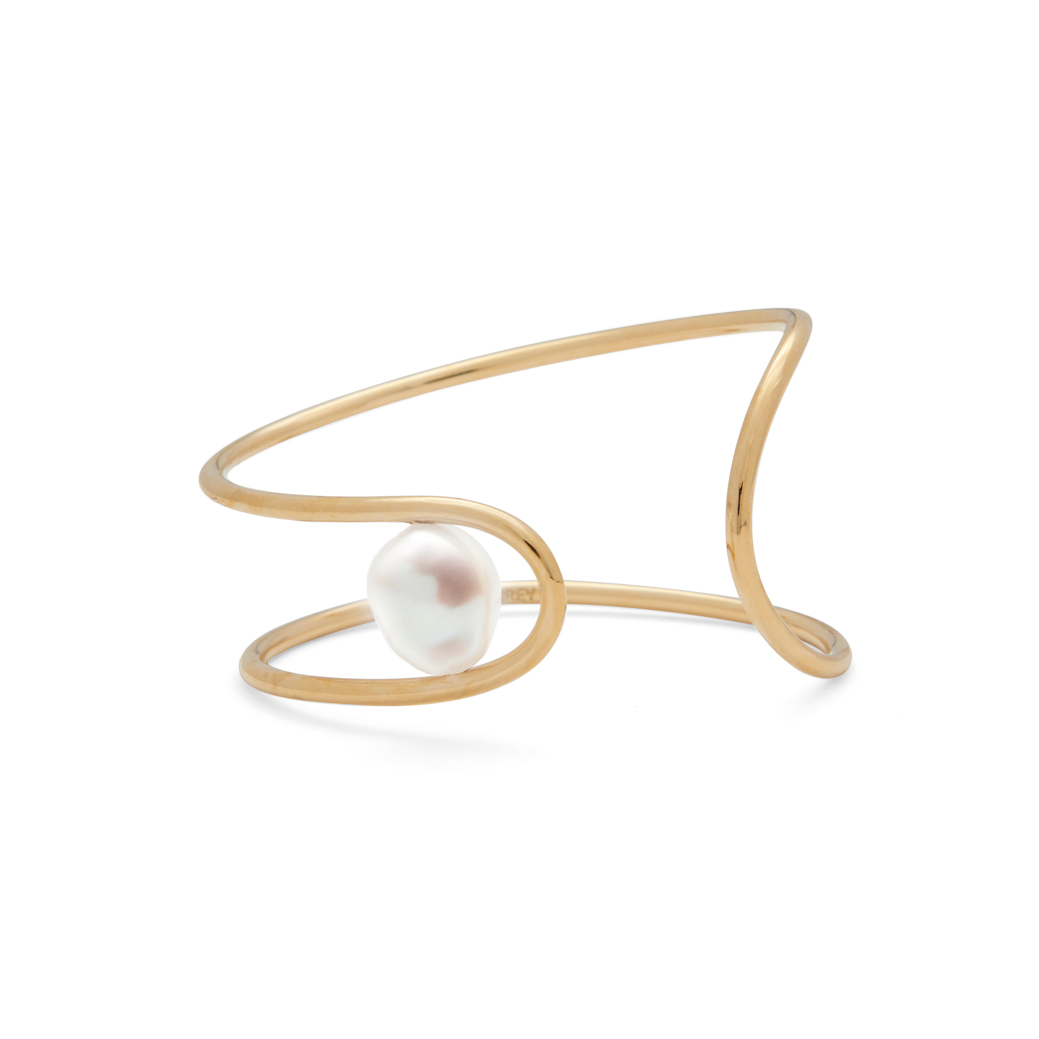 Pearl Swerve Cuff in Gold