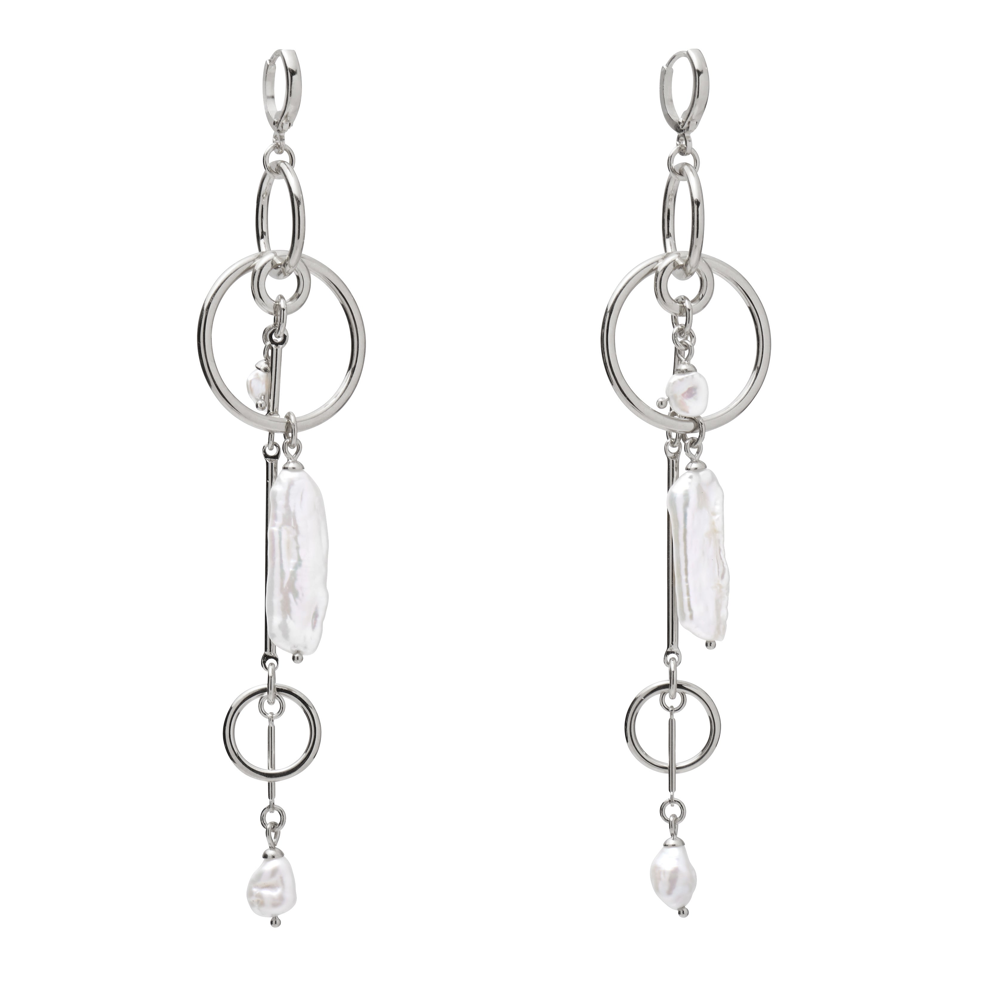 Lady Grey Jewelry Pearl Mobile Earring in Rhodium