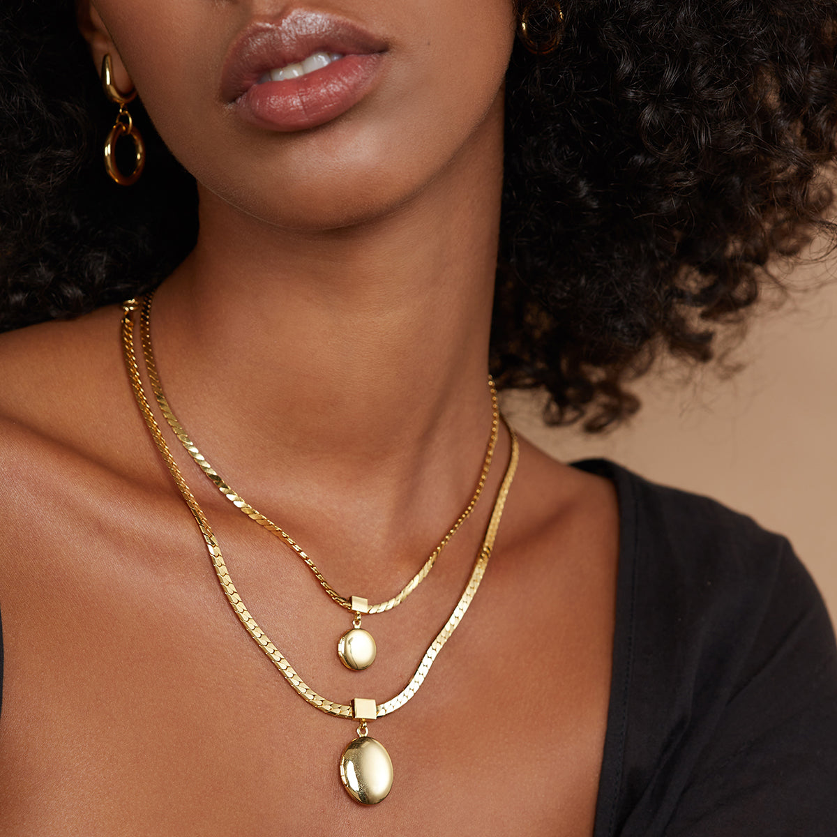 Lady Grey Huggie Hoops in Gold