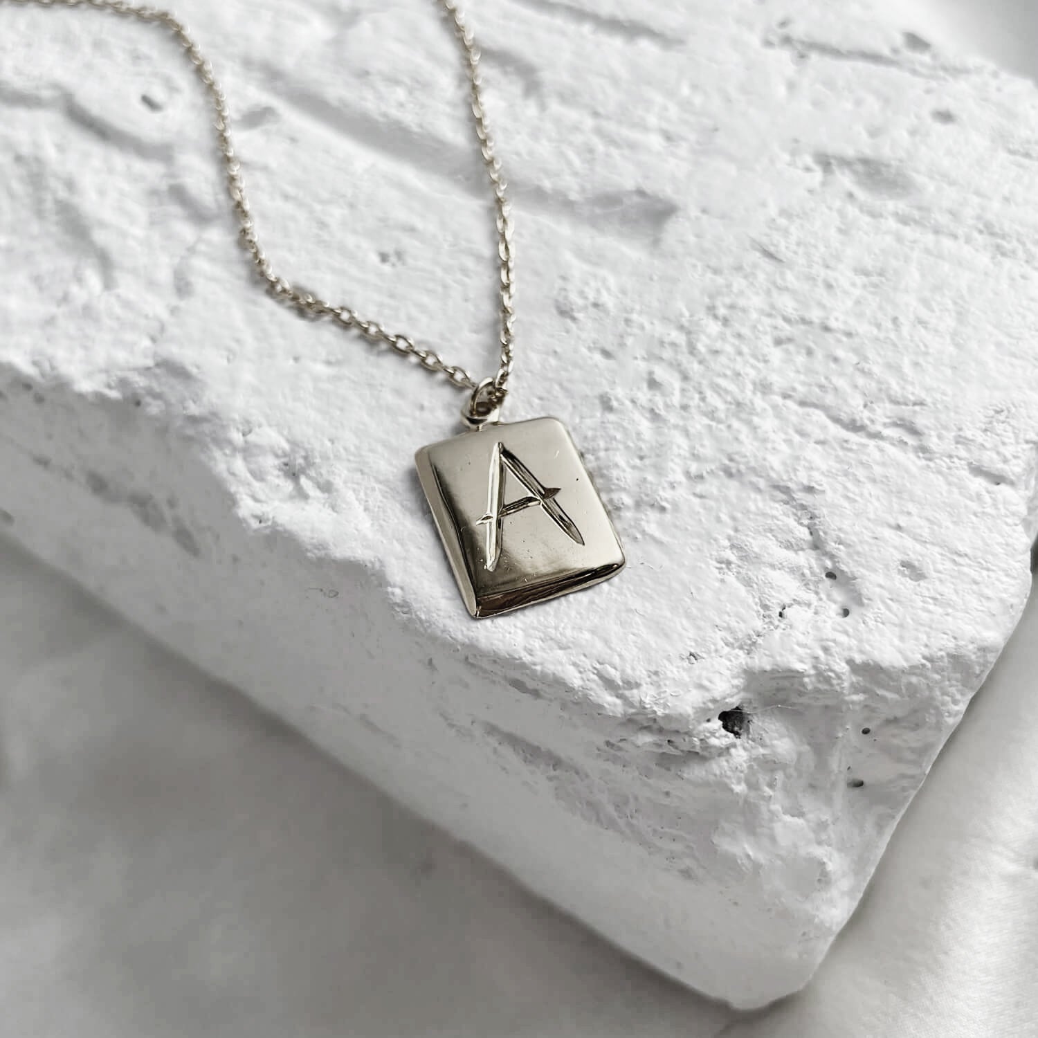 Scrawled Initial Pendant in Silver A