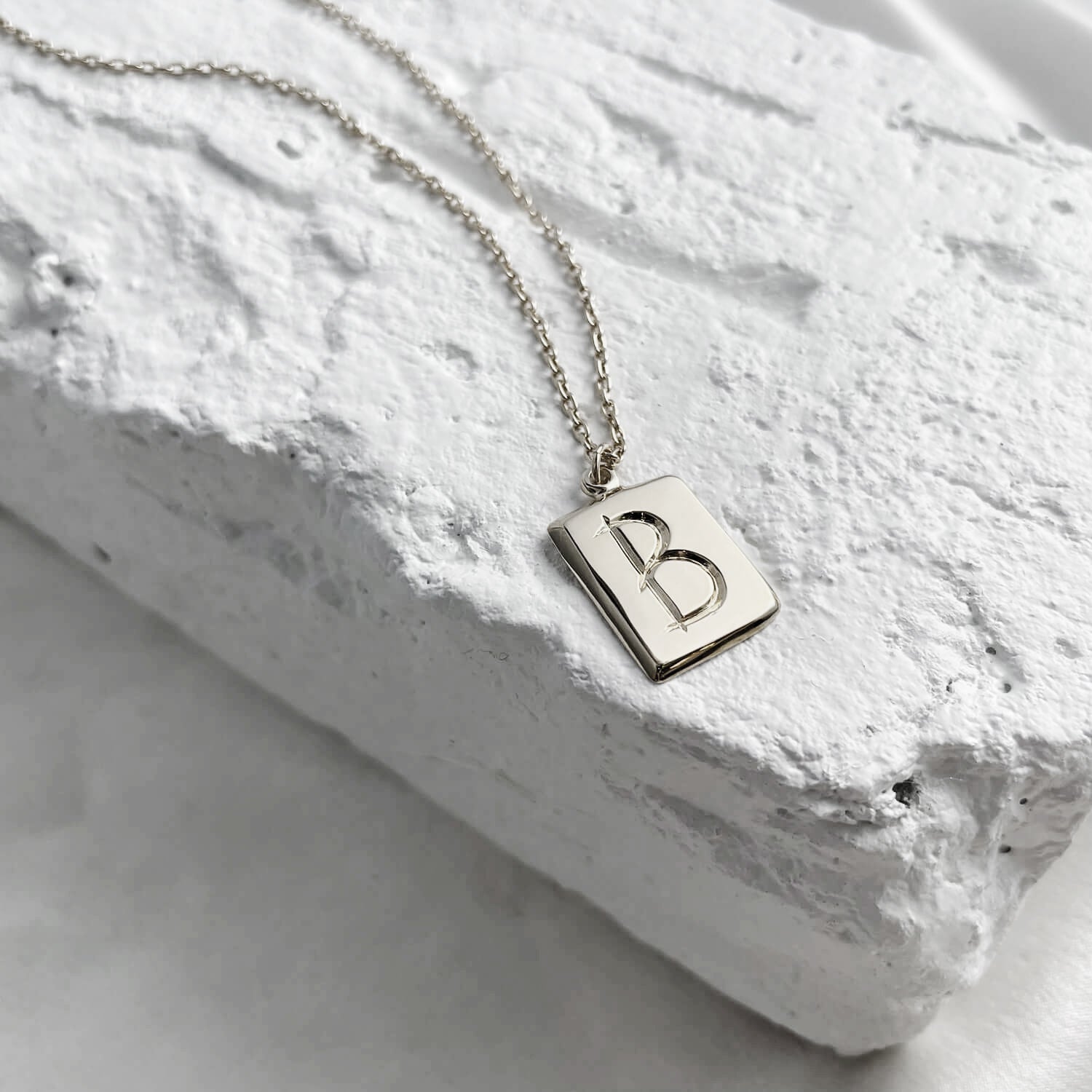 Scrawled Initial Pendant in Silver B