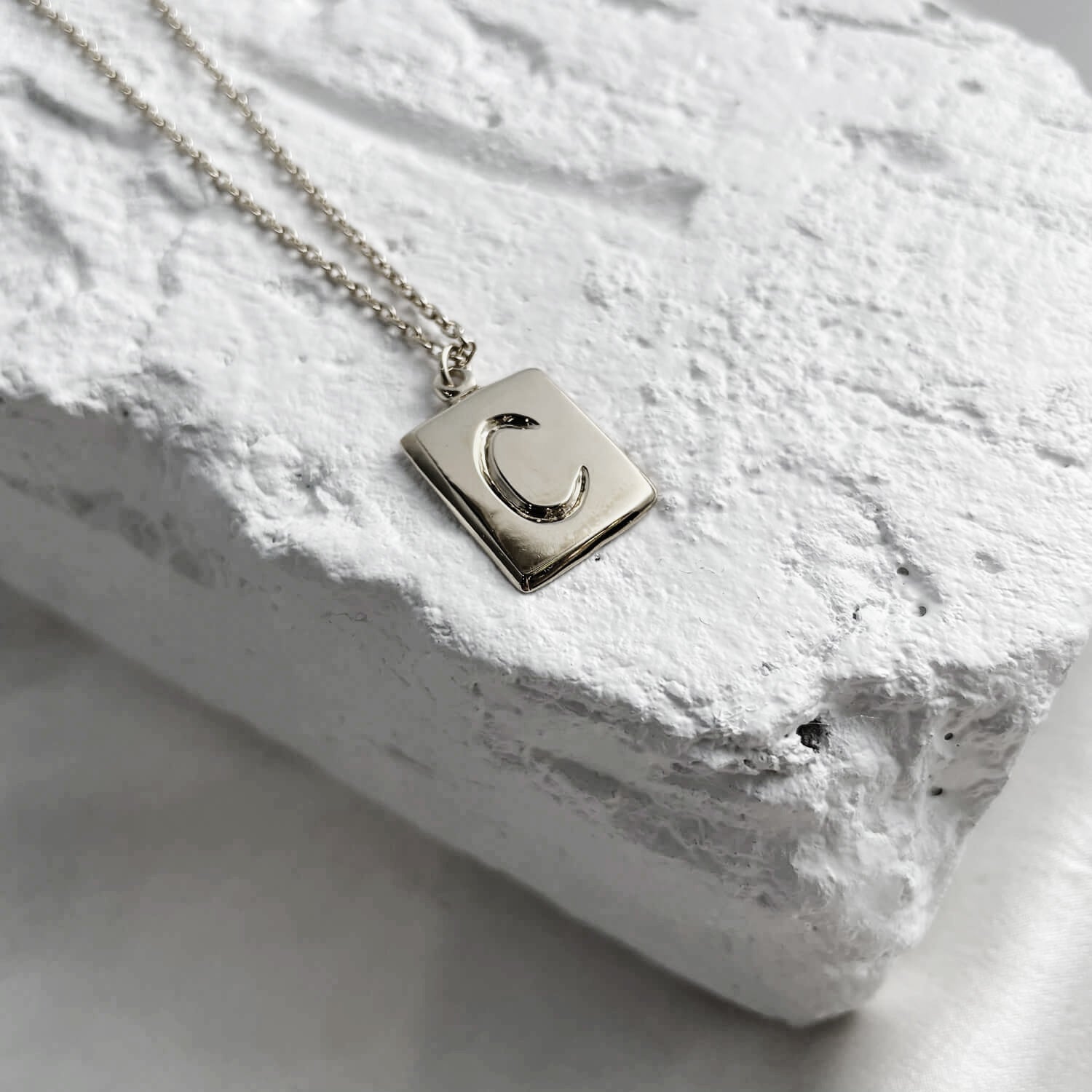 Scrawled Initial Pendant in Silver C