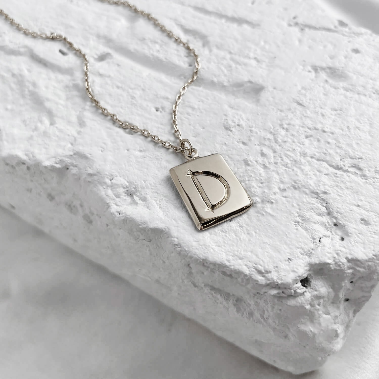 Scrawled Initial Pendant in Silver D