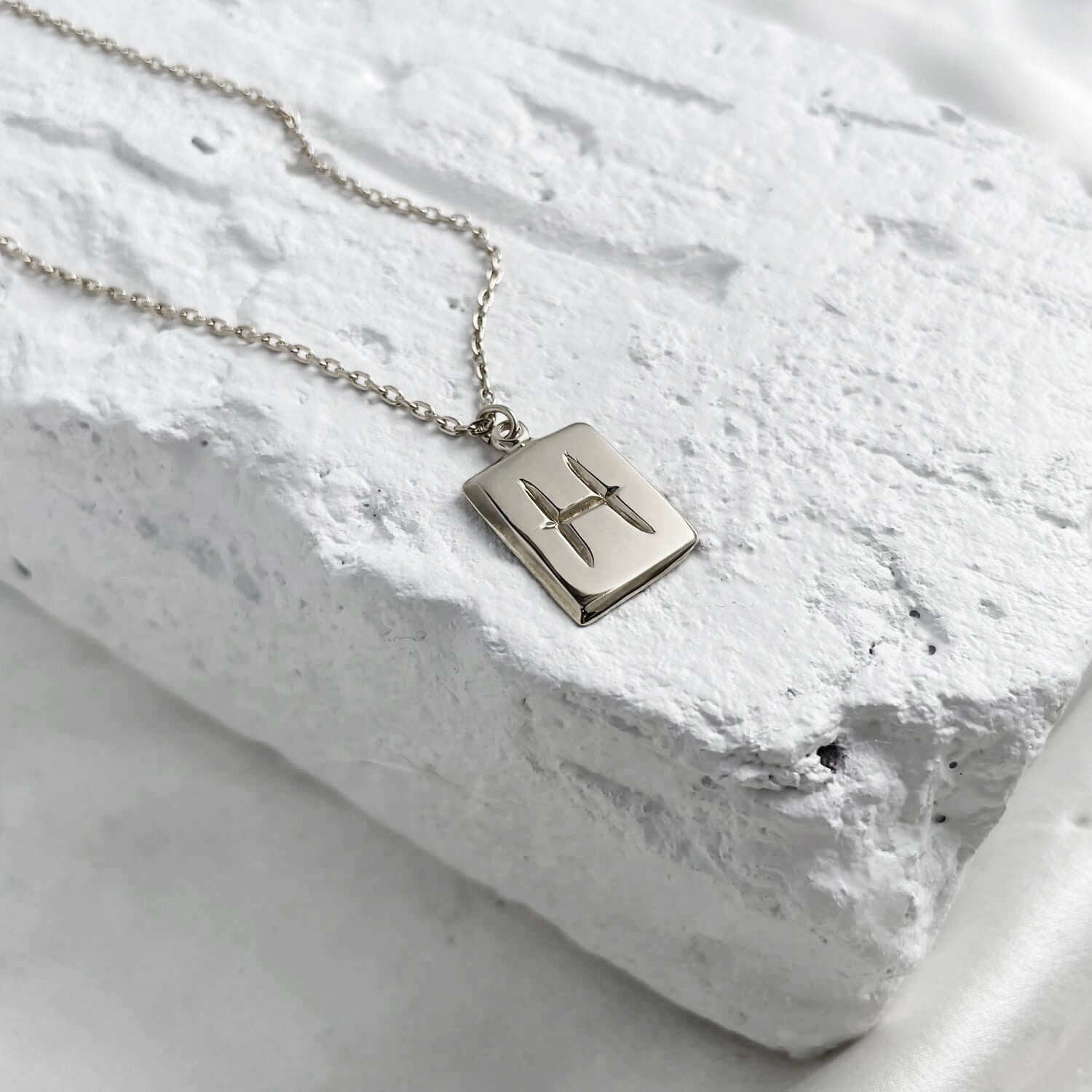 Scrawled Initial Pendant in Silver H