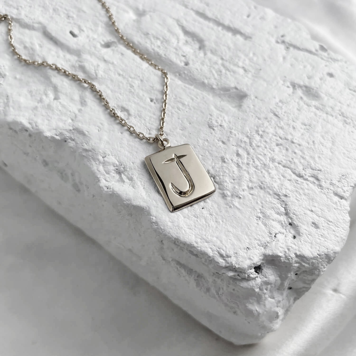 Scrawled Initial Pendant in Silver J