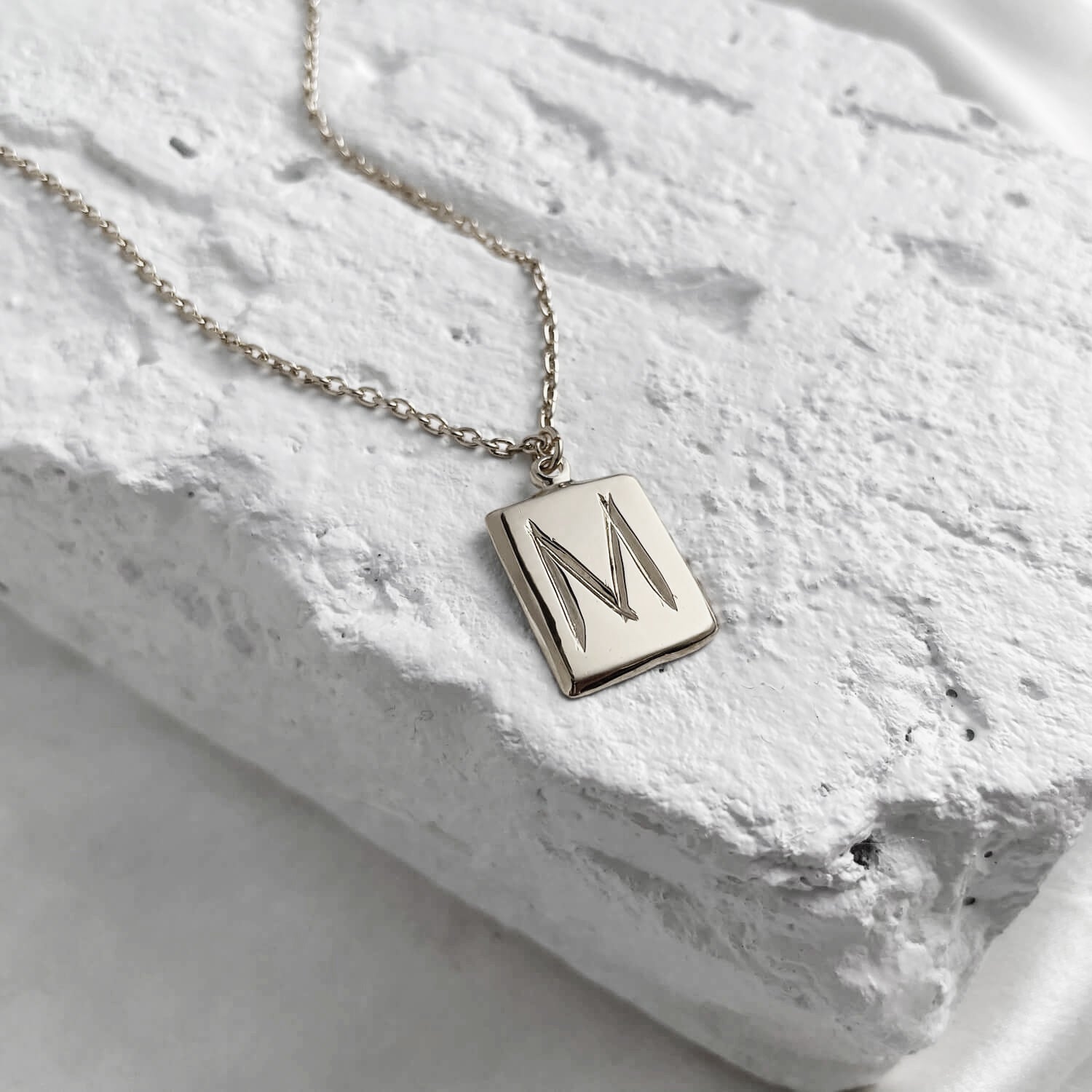 Scrawled Initial Pendant in Silver M