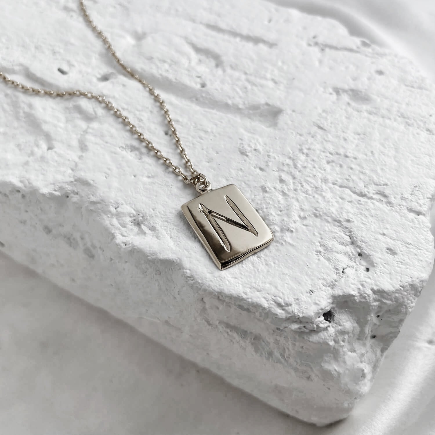 Scrawled Initial Pendant in Silver N