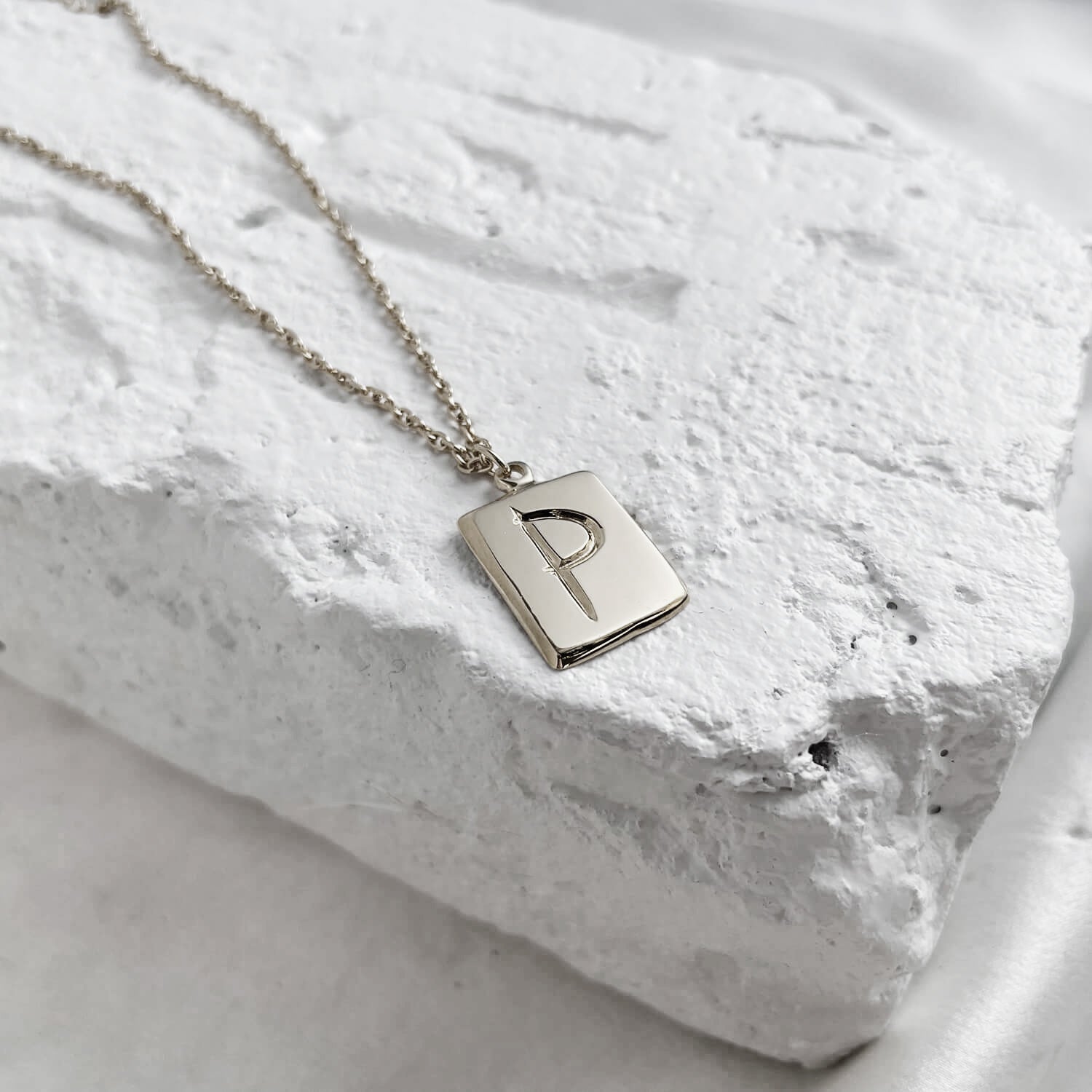 Scrawled Initial Pendant in Silver P