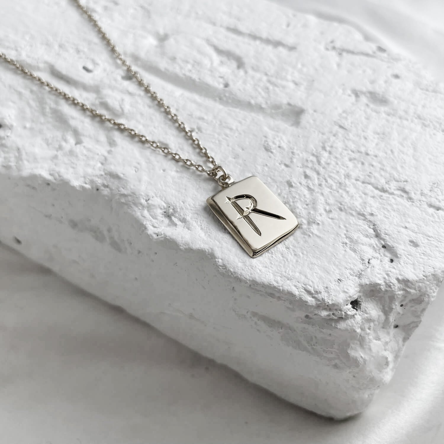 Scrawled Initial Pendant in Silver R