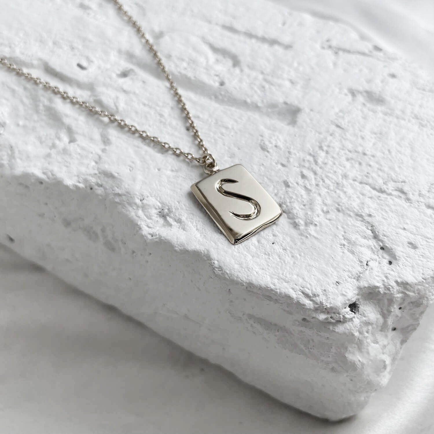 Scrawled Initial Pendant in Silver S