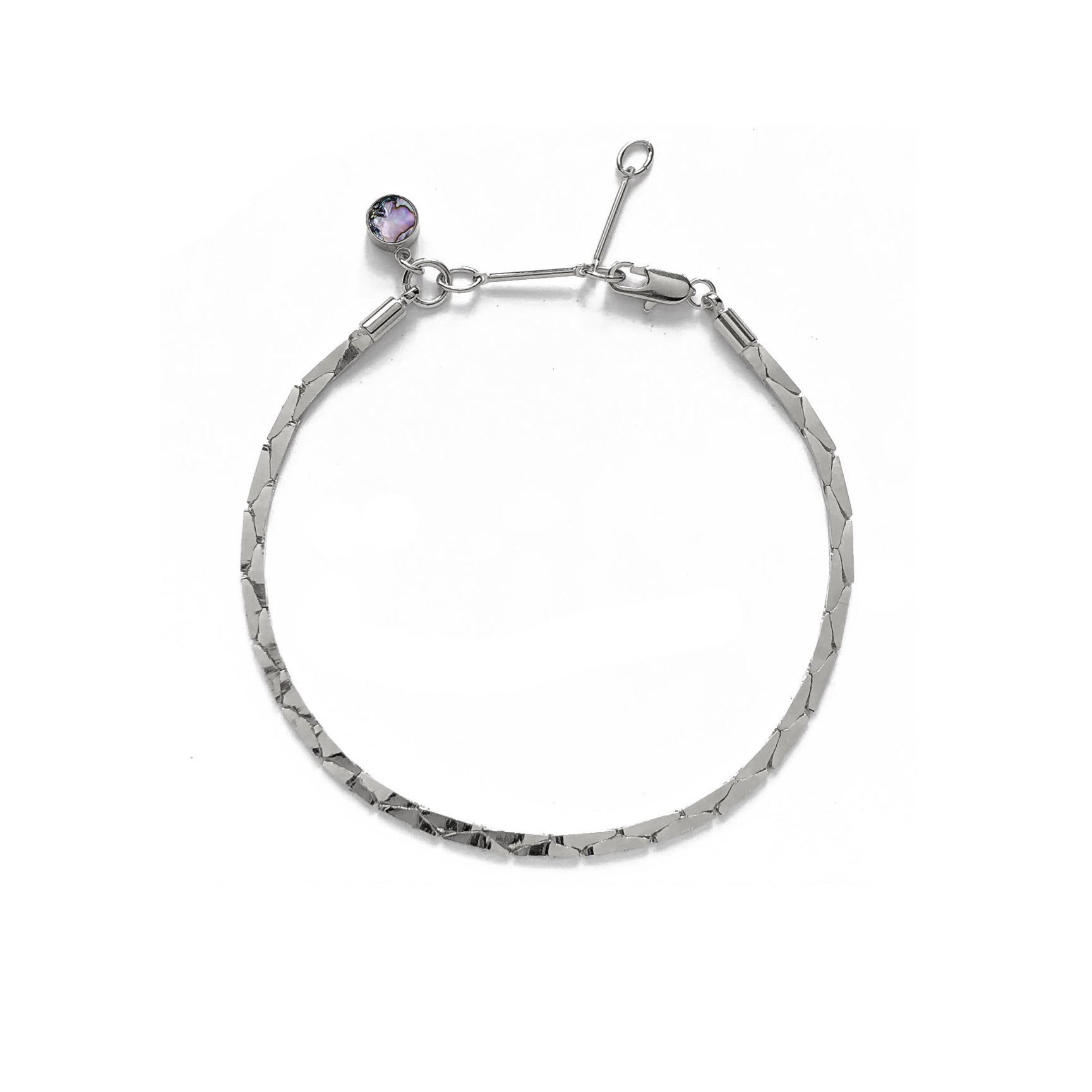 Cobra Bracelet/Anklet in Rhodium and Abalone