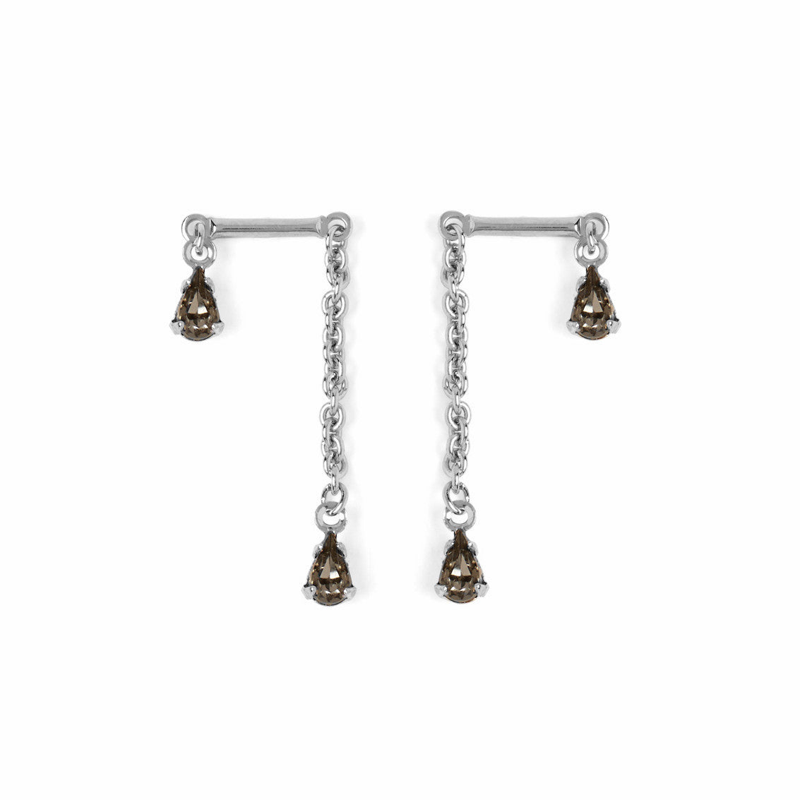 Lady Grey Crystal Bar Earring in Silver