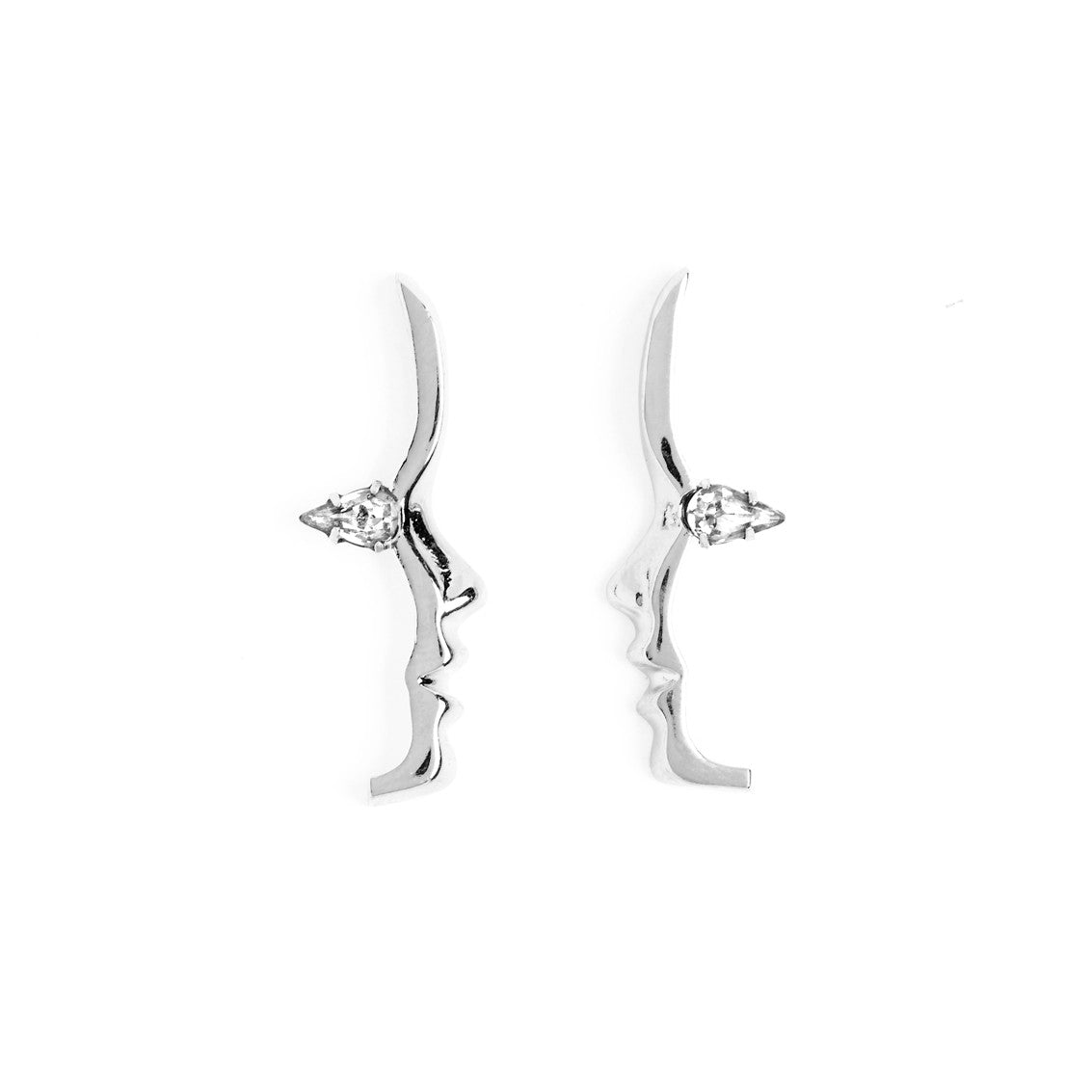 Lady Grey Jewelry Mini Crystal Silhouette Studs in Silver