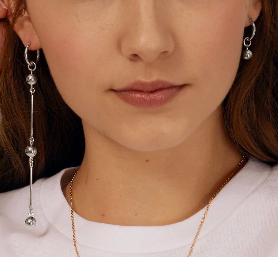 Ball Drop Earring in Rhodium