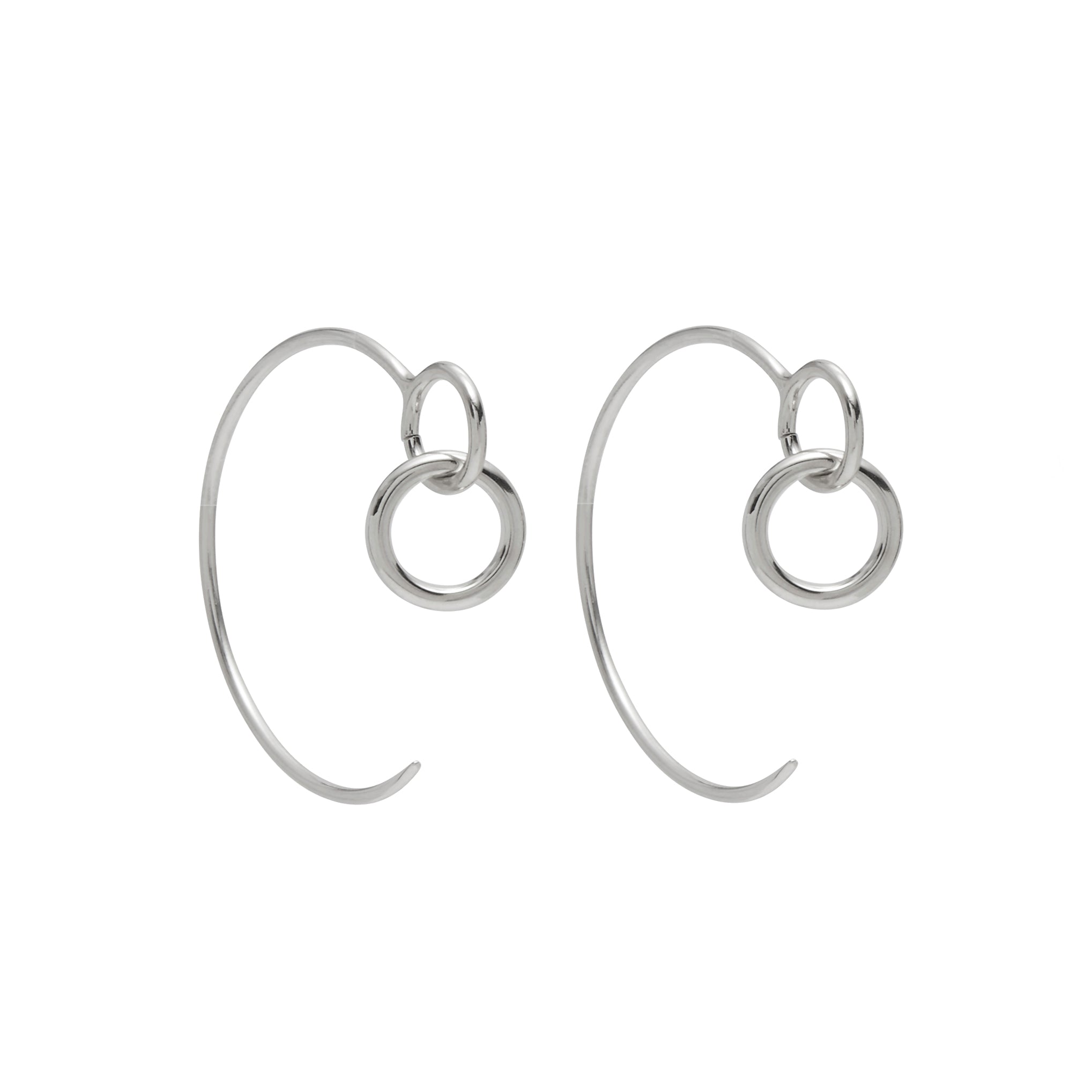 Lady Grey Jewelry eyelet Hoops in Rhodium