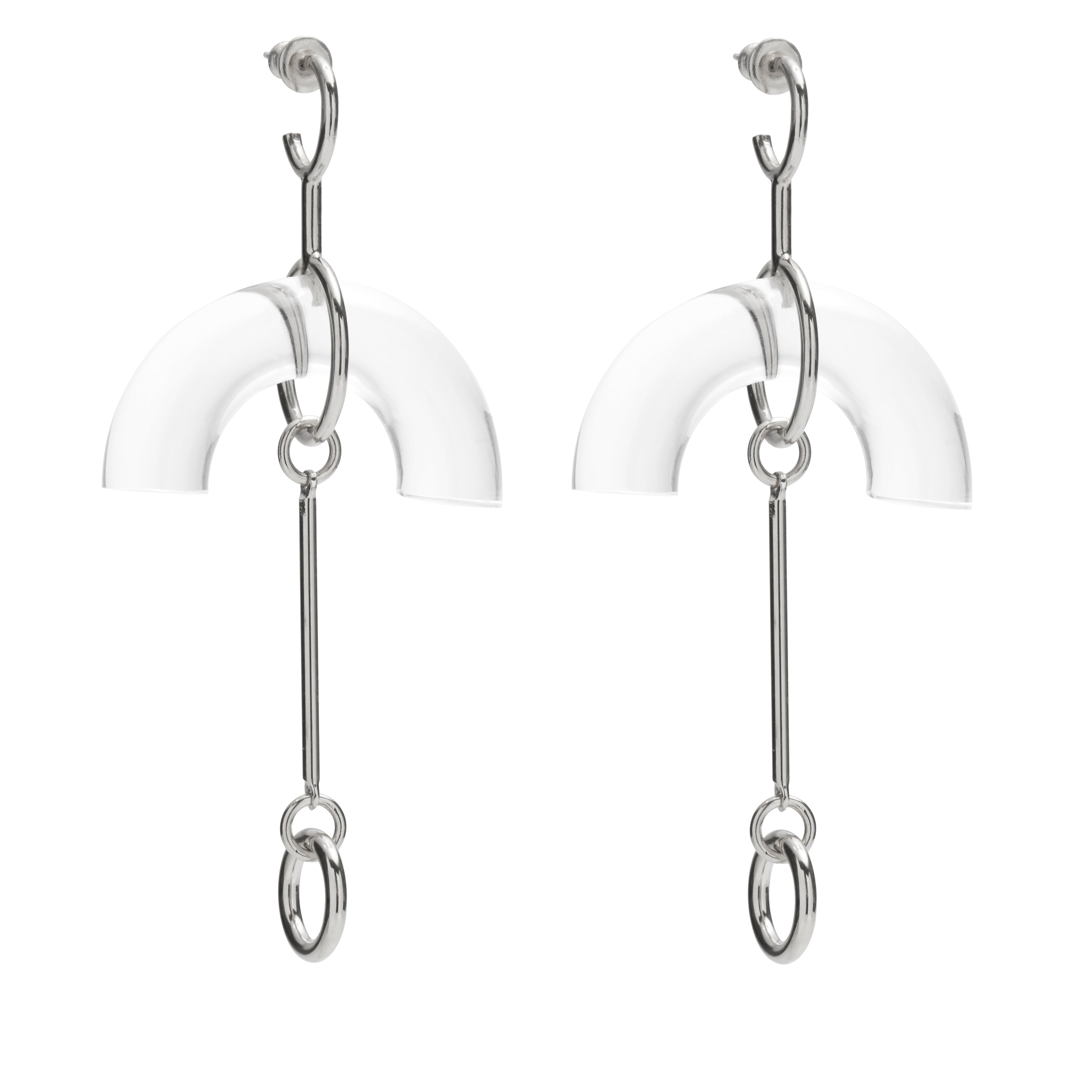 Lady Grey Jewelry Lucent Earring in Rhodium and Clear