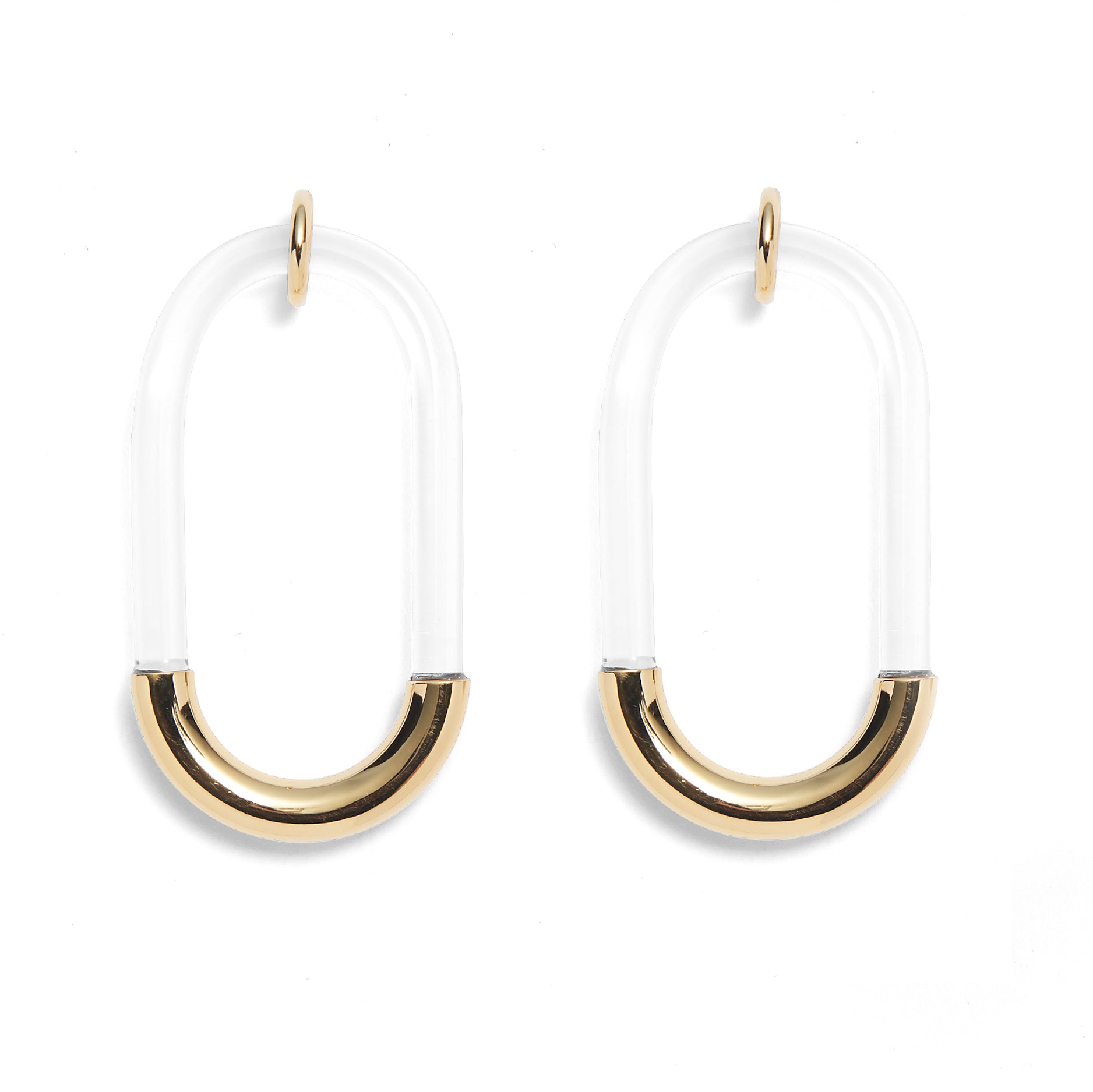 Lady Grey Jewelry Lucite Link Earring in Clear and Gold