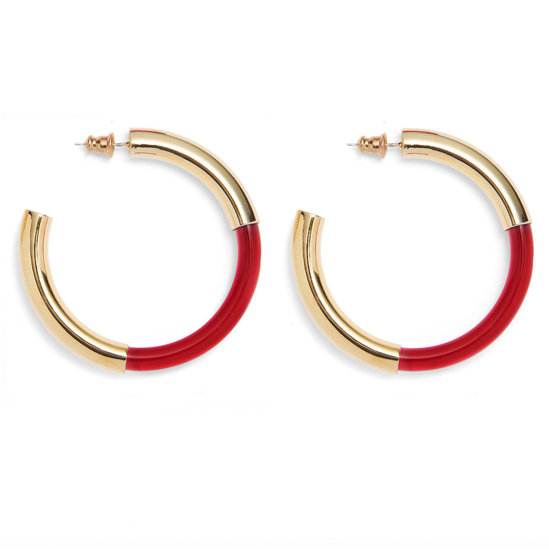 Lady Grey Jewelry Mirage Hoops in Gold and Red