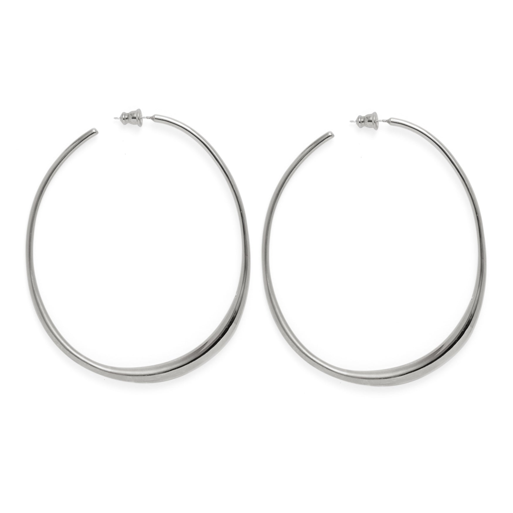 Lady Grey Jewelry Roe Hoops in Rhodium